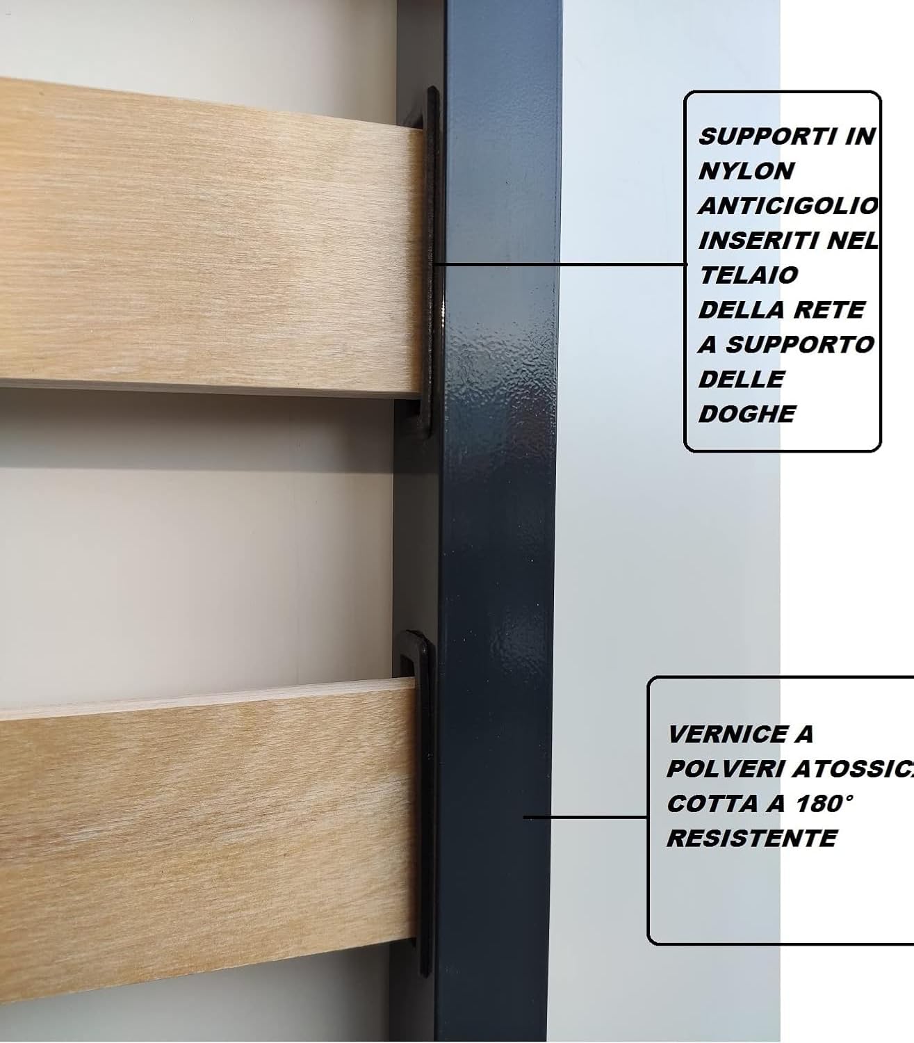 Reti D'Amora Rete Ortopedica Ferro e Faggio 80X190 Tutte Le Misure Ortopedica, Struttura in Ferro, Doghe in Legno di Faggio, Resistente, Traspirante, Altezza da Terra 35cm, Made in taly. (80 X 160)