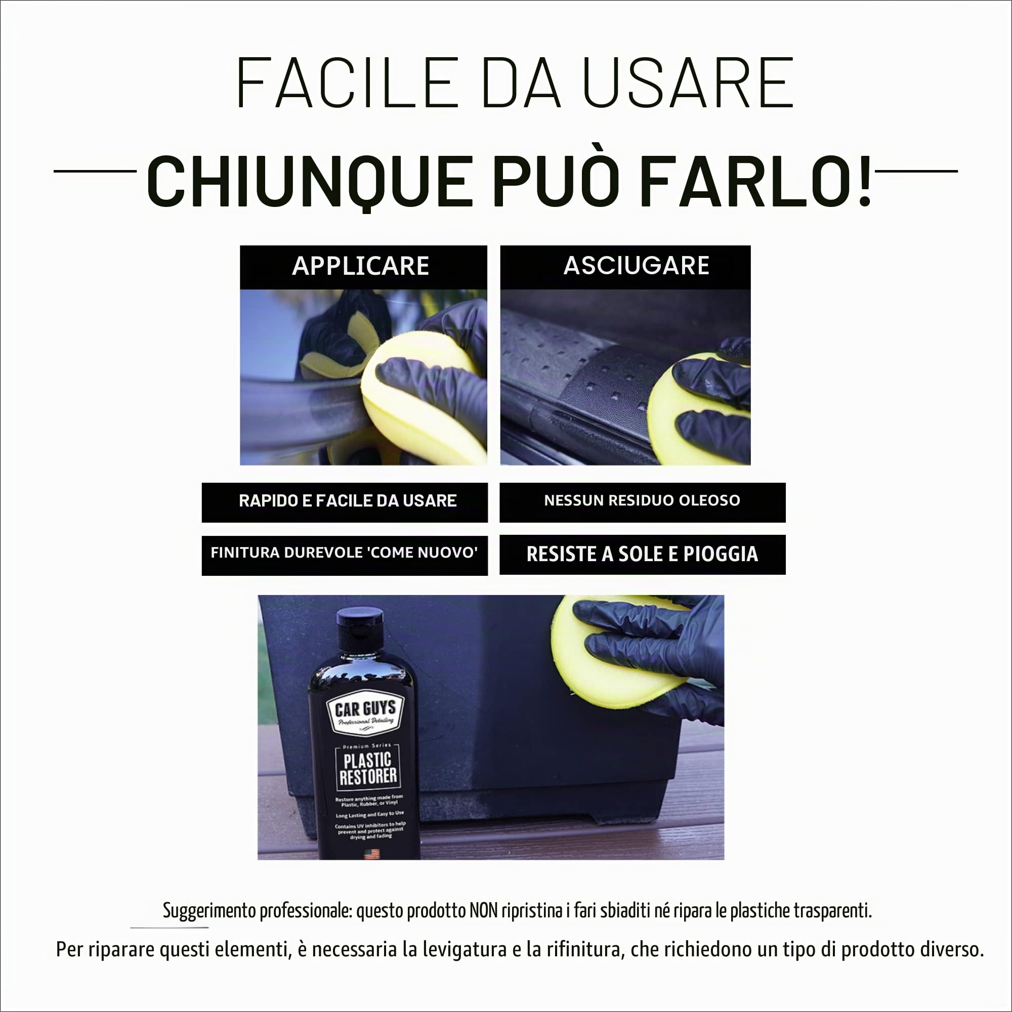 Car Guys Ripristino in plastica, la Soluzione definitiva per riportare in Vita Gomma, Vinile e plastica