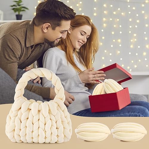 Miniatura 6 de Kit de ganchillo para principiantes, hilo grueso para bolso tejido a mano, tutoriales en video completo de ganchillo paso a paso, bolsa de hombro de