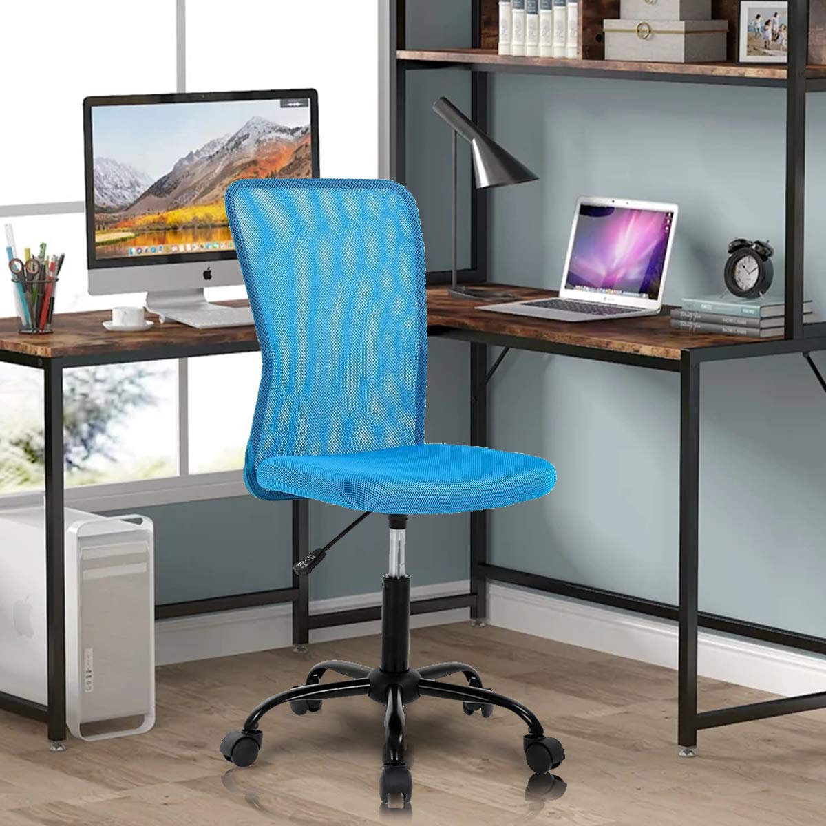 Simple Mesh Office Chair Ergonomic Office Chair Armless Home Office Chair Adjustable Computer Chair Task Rolling Swivel Chair