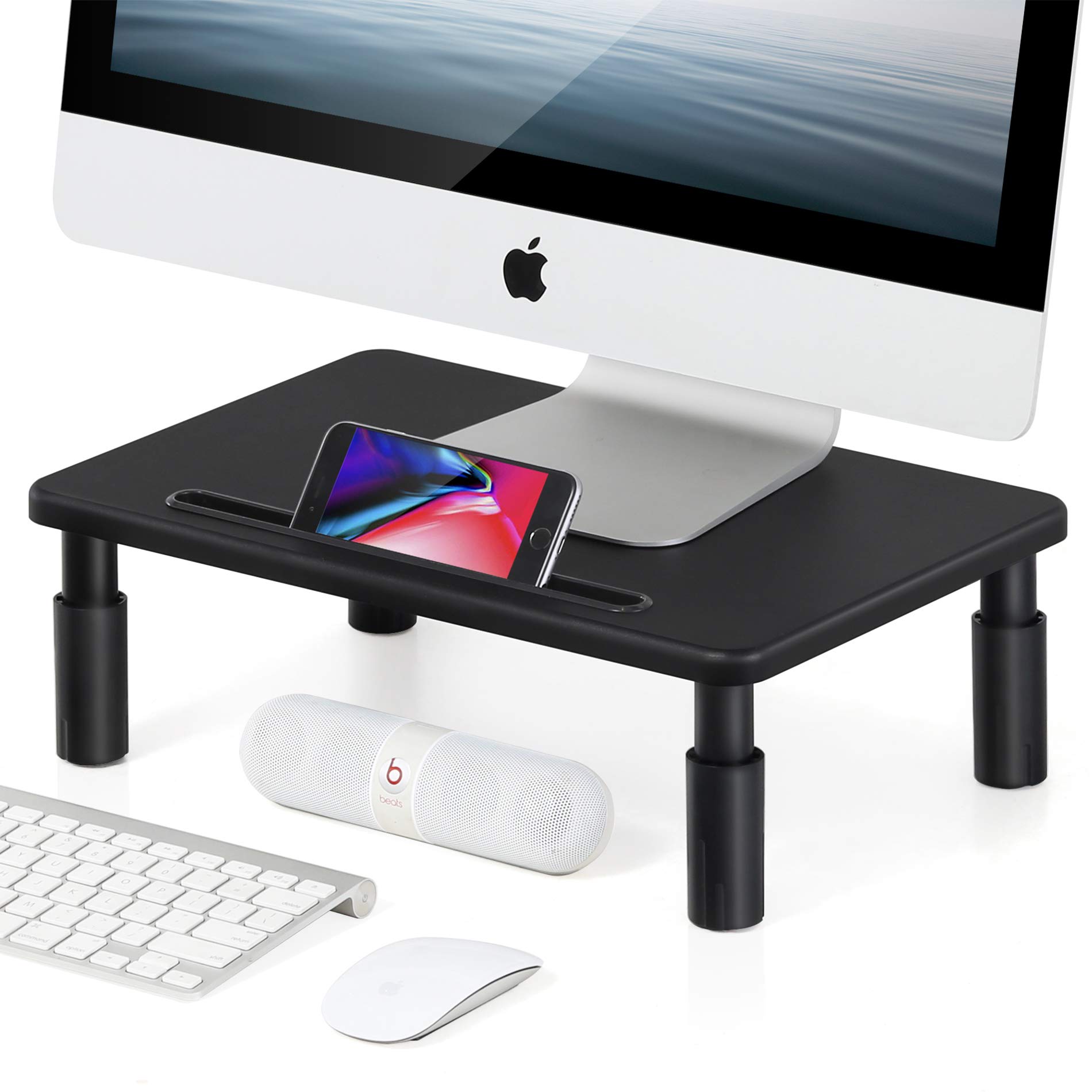 FITUEYES Computer Monitor Stand Riser Height and Angle Adjustable Multi Media Speaker TV PC Laptop Desktop Stand Storage Organizer for iMac,Printer,Notebook,Xbox One,DT103901WB