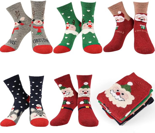 iZoeL Christmas Socks for Women Wool Socks Fluffy Christmas Socks Kids Ladies Socks Novelty Funny Winter Socks Warm thermal Socks Advent Calendar Fillers New Year Gift