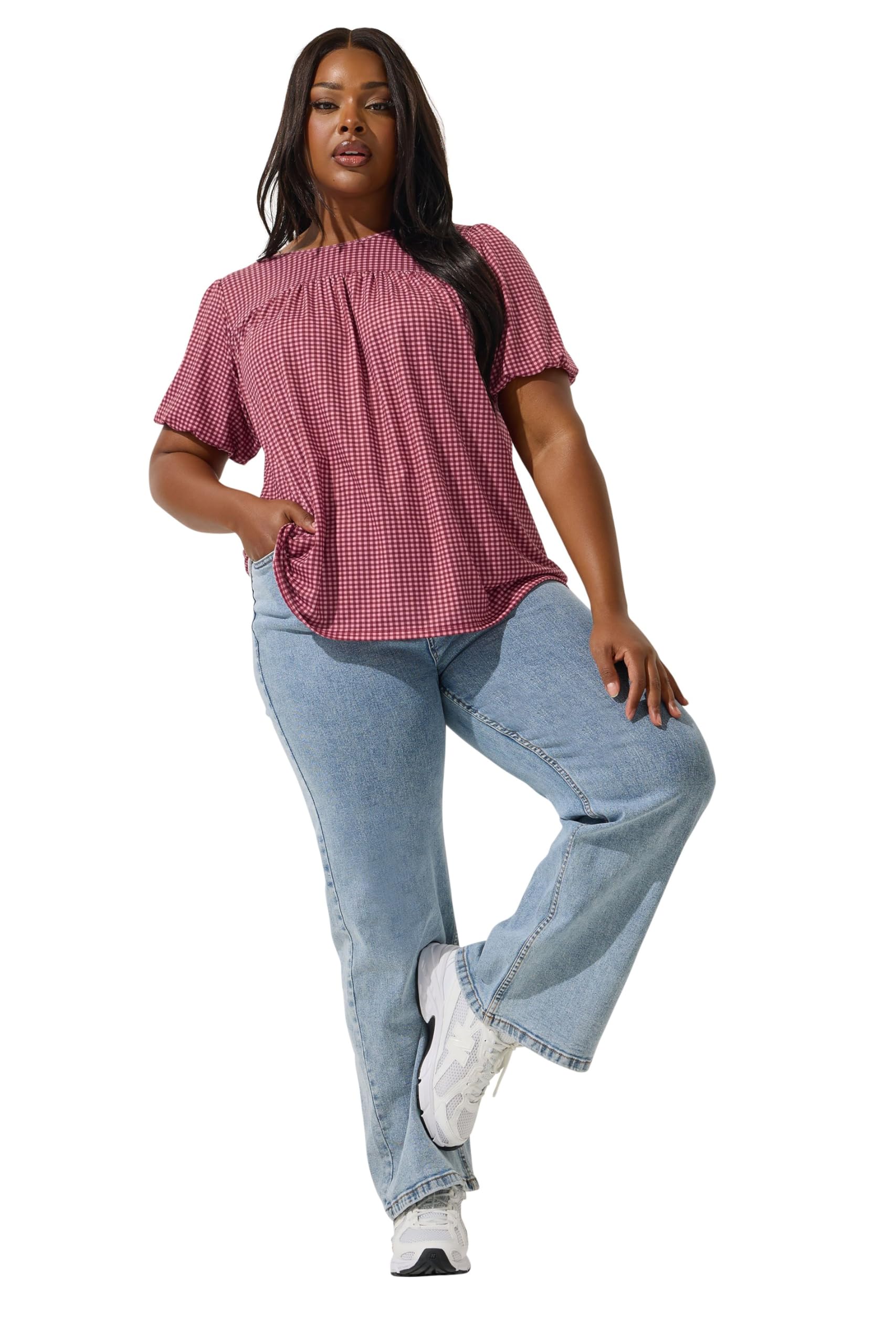 Yours Limited Collection Curve Gingham Tie Back Top - Women's - Plus Size Curve Red