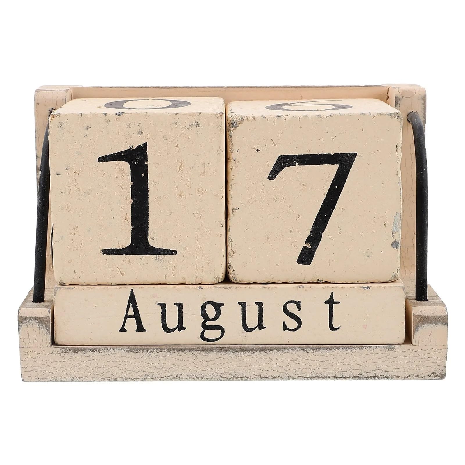 Calendrier De Bureau En Bois Style Vintage Rustique Effet Brûlé