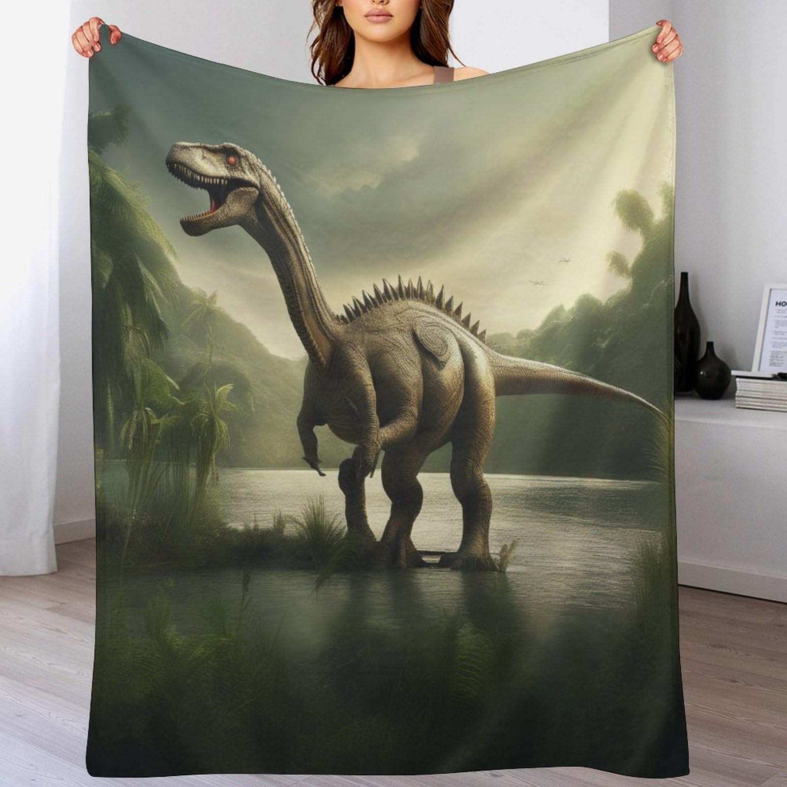 Couverture dinosaure doux et chaude en flannel lit et canapé toutes saisons