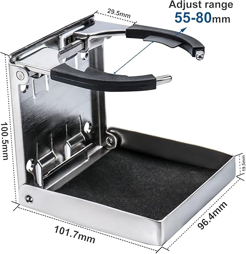 Miniatura 4 de 2 portavasos para barco, soporte ajustable de acero inoxidable para bebidas, botellas de bebidas, plegables para lanchas marinas, pontón, camión,