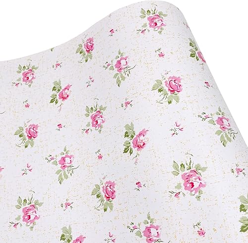 Miniatura 4 de Yifasy 19.7 ft Roll Pink Rose Shelf Liner Peel and Stick Wallpaper Revamp Furniture Wall Surface Decor Paper (M-236.2x17.7 Inch)