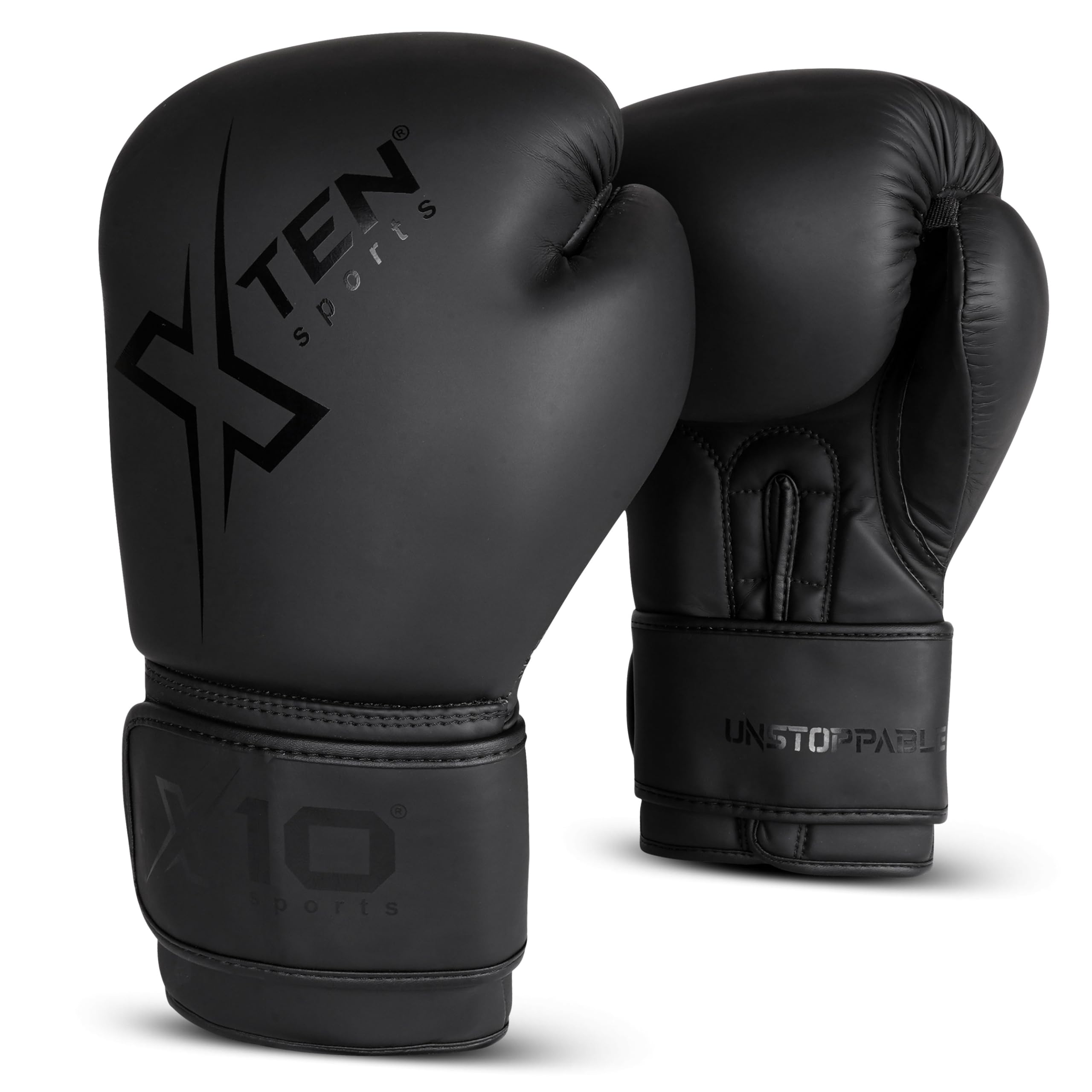 XTEN Boxing Gloves Perfect Sparring boost boxing training | Boxing bag train with Pro gym gloves ventilated boxing gloves pair to punch on punch bag (Matte Black, 16 Oz)