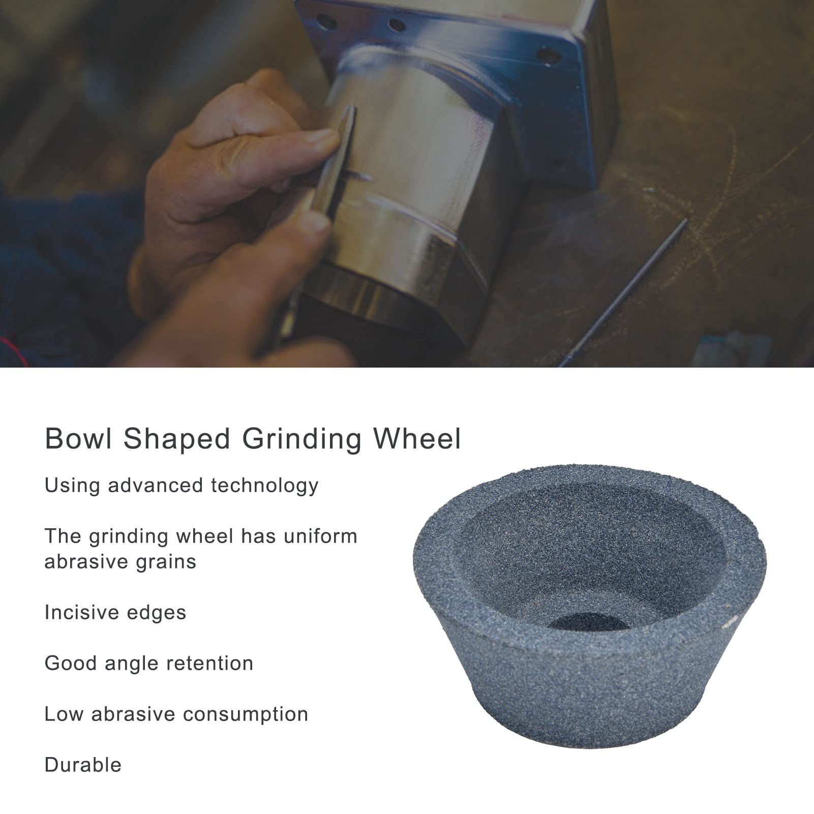 Bowl Shaped Ceramic Grinding Wheel, Brown Corundum Bowl Shaped Knife Sharpener Durability Ceramic Grinding Wheel for Grinding FREESs Grinding Rough Grinding (Brown Corundum 60#)