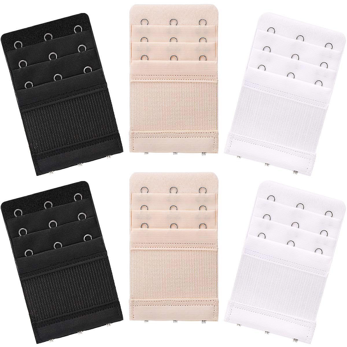 Akstore 6 Pieces Women's Soft Comfortable Elastic Bra Extenders Bra Extension Strap 3 Hook 3 Row Lady's Bra Extender Bra Band