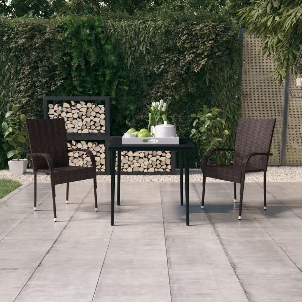 KCCKOM Garden Furniture Set 3 Piece Patio Dining Set Brown and Black
