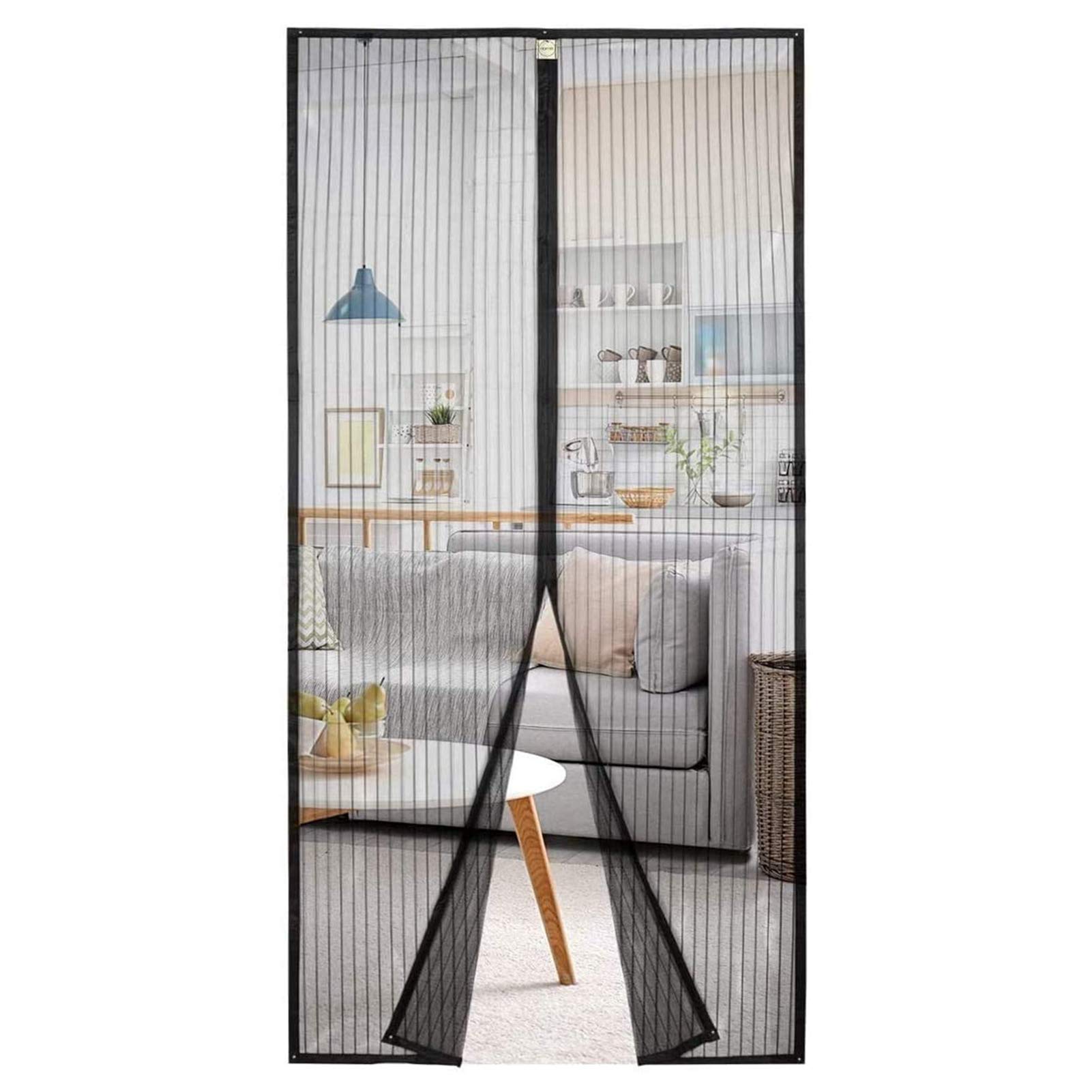 Magnetyczna moskitiera na drzwi 79 x 190 cm, wytrzymała zasłona z siatki, łatwa do otwierania/zamykania i wentylacji, z silnymi magnesami do drzwi przesuwnych balkonów i salonów.