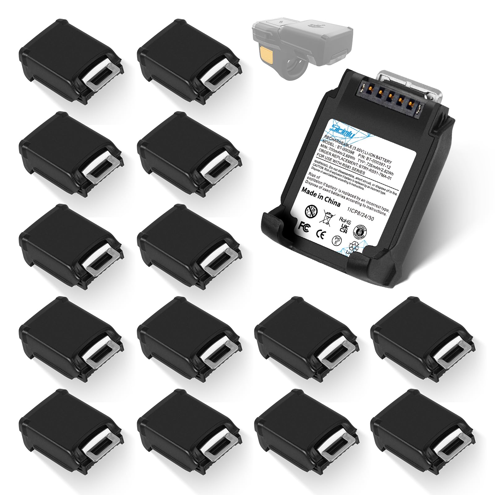Photo 1 of Sicimly 15-Pack 735mAh Battery for Zebra RS5100/RS6100 Ring Scanners