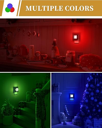 Miniatura 4 de DORESshop - Luz de noche roja [paquete de 2], luces nocturnas que se enchufan a la pared, luz nocturna con sensor de crepúsculo a amanecer, luz