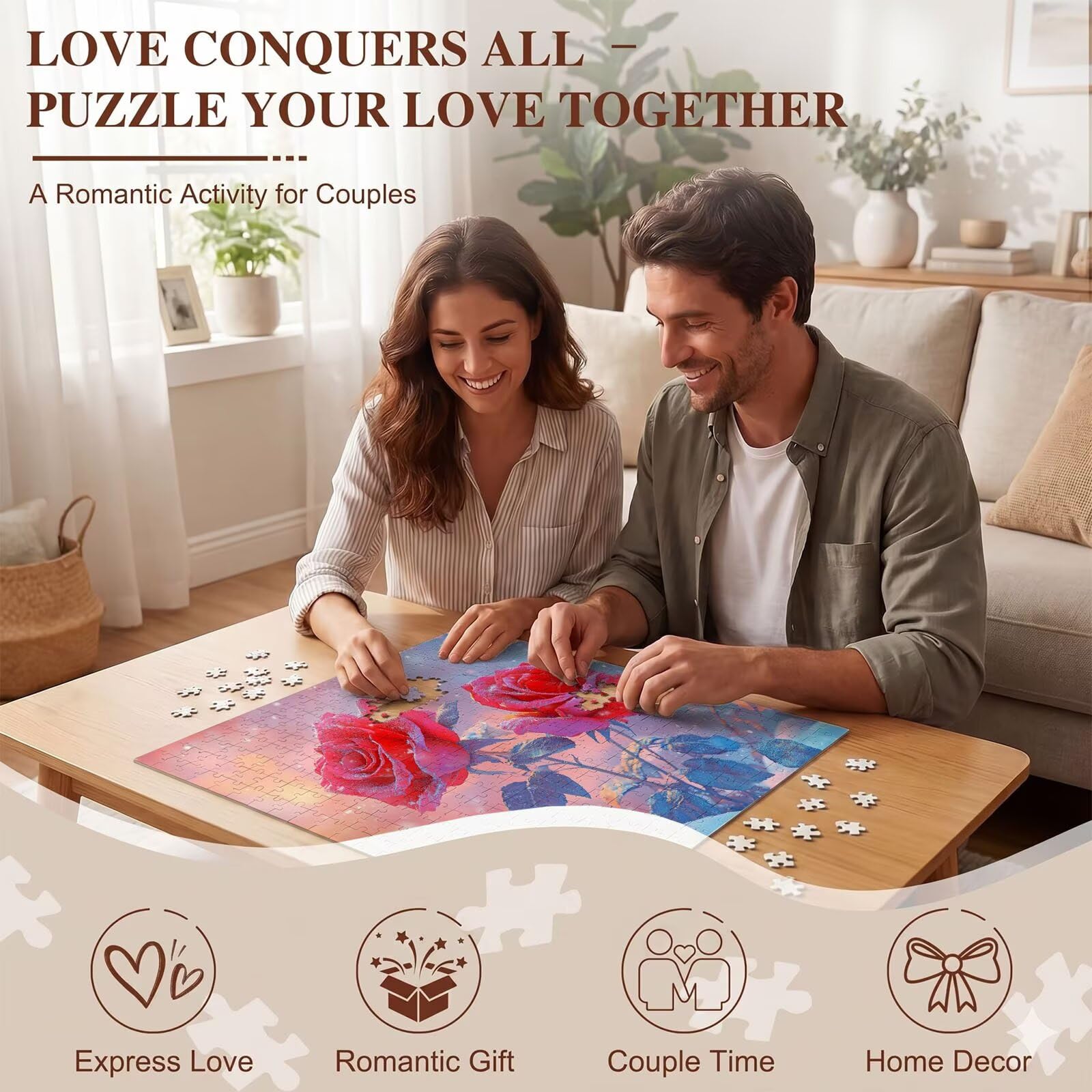 rose Nevicare Puzzle 1500 Pezzi per Adulti, Puzzle in Legno - Collezione Classica con Poster Incluso - Sfida di Concentrazione e Passatempo Antistress, Gioco Educativo per Famiglia, 87 x 57 cm f0-734