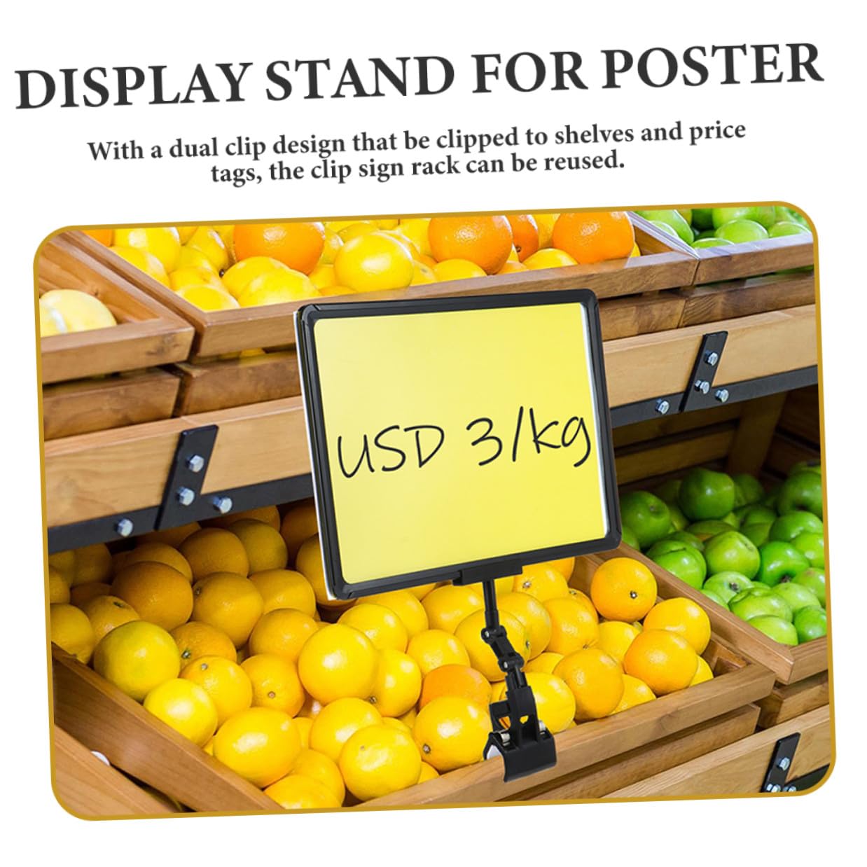 BESTonZON Set 3 Pezzi Espositore per Cartellini dei Prezzi con Clip in Plastica Nera Porta Cartelli Pubblicitari Multifunzione per Supermercati Negozi e Eventi Supporto Leggero e