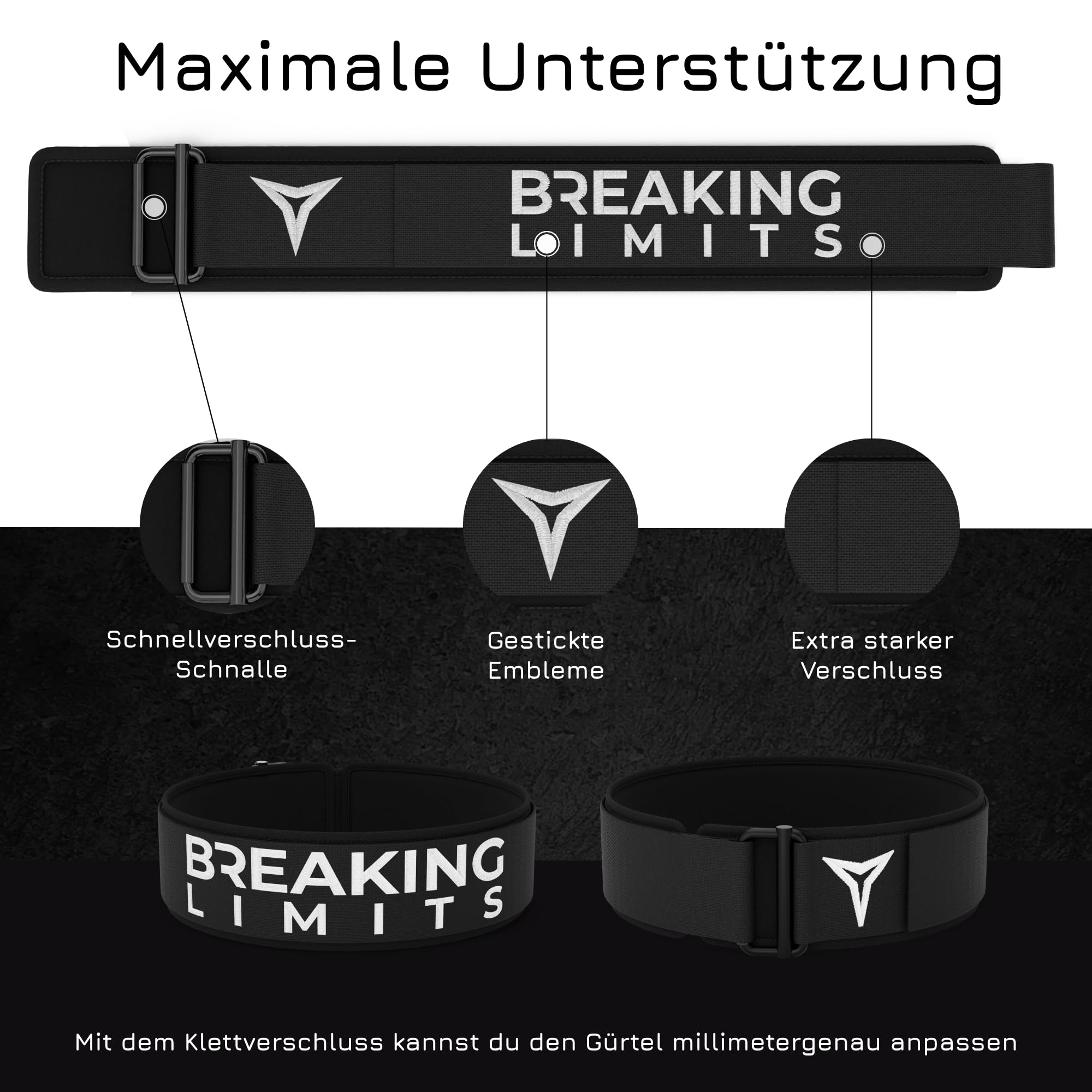 BREAKING LIMITS Gewichthebergürtel Herren & Damen - Gewichtsgürtel für Krafttraining & Gewichtheben, Gym Gürtel Crossfit, Deadlift - Lifting Belt für Powerlifting & Bodybuilding