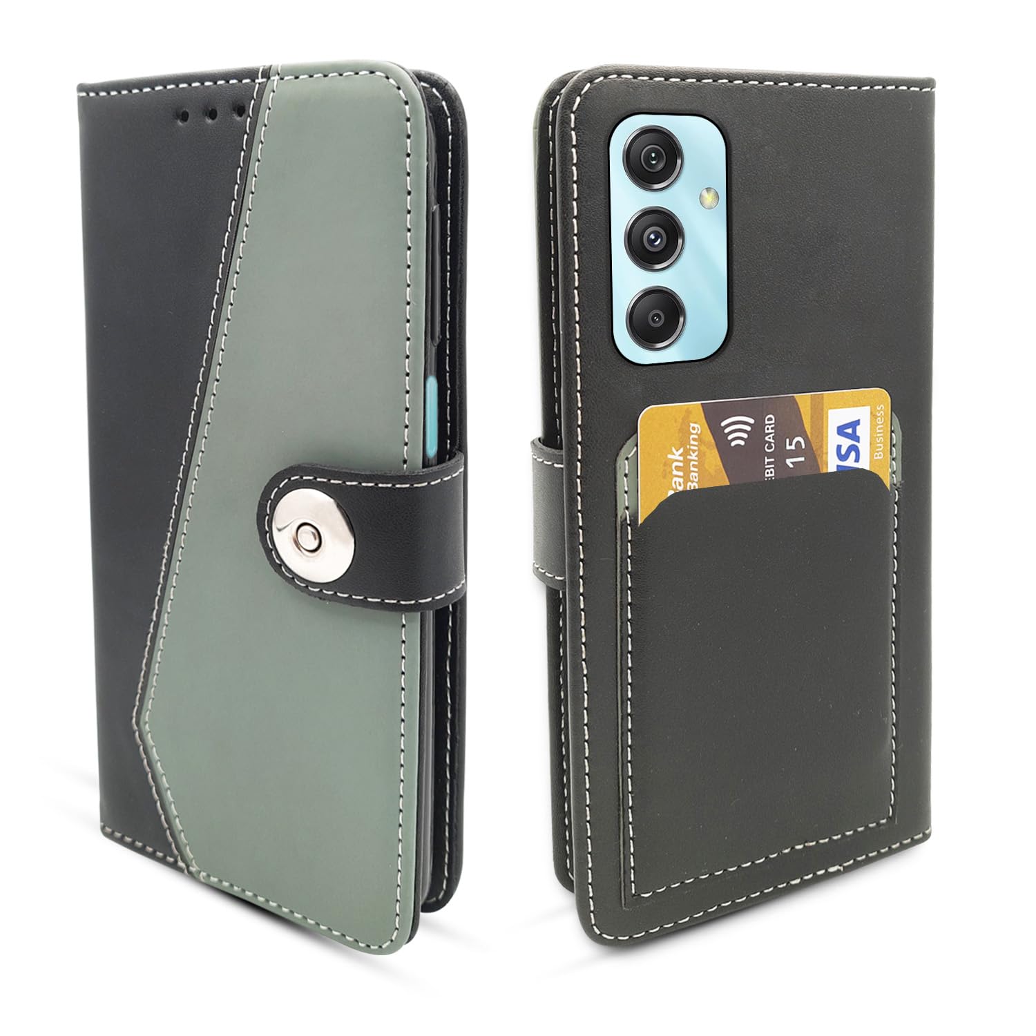 Pikkme Samsung Galaxy M34 5G / F34 5G Flip Cover | Genuine PU Leather Finish | Full 360 Protection | Wallet Style | Inbuilt Pockets & Stand | Strong Magnetic Flip Case (Grey) (B0CL59965S) Amazon Price History, Amazon Price Tracker