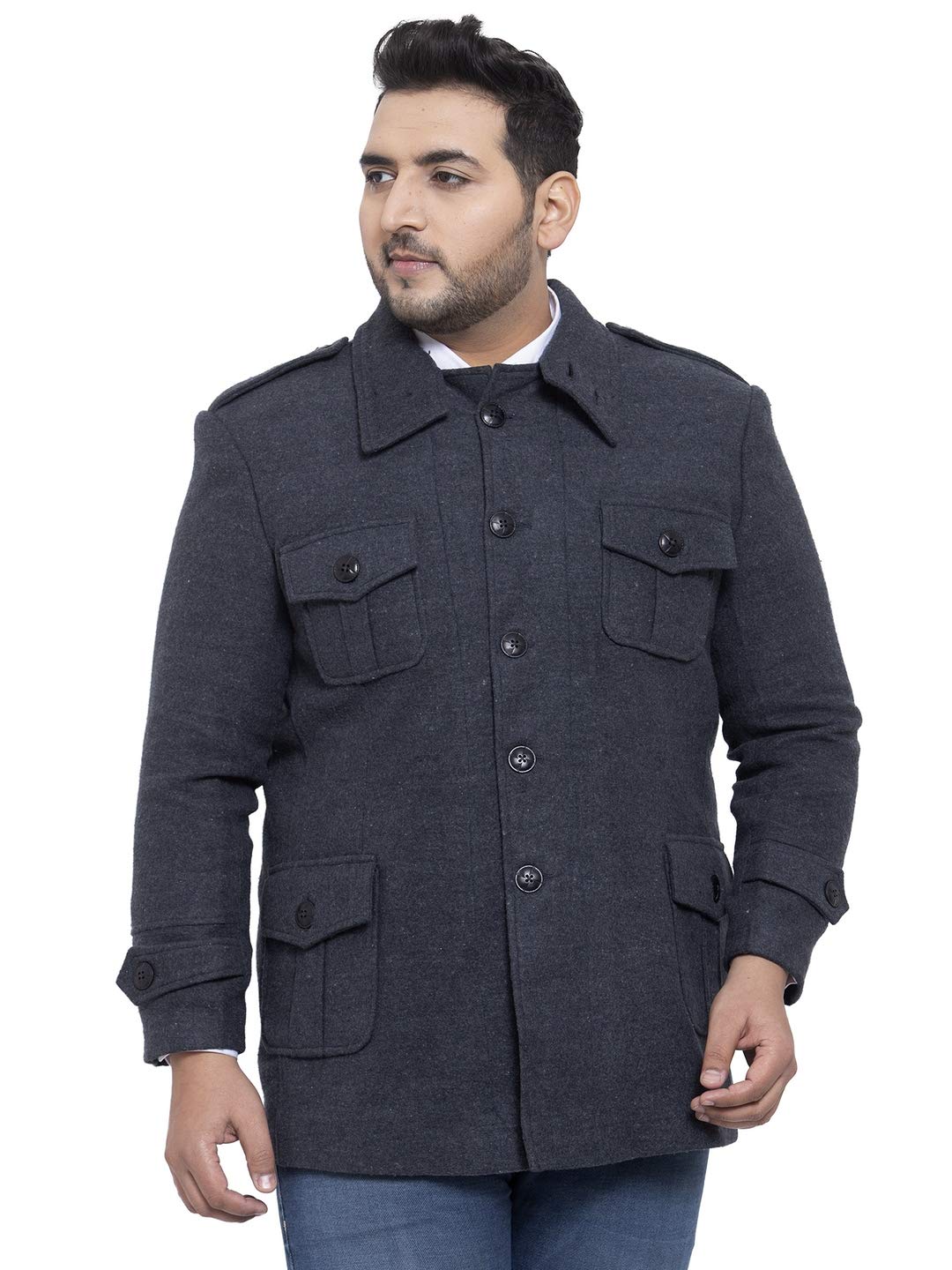 pluss Men Black Solid Coat-picture-36
