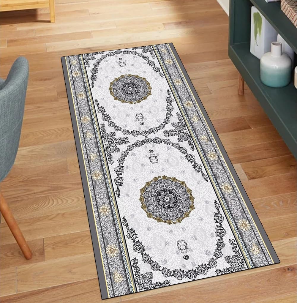 Alfombra de pasillo 60x200 lavable gris antideslizante para decoración