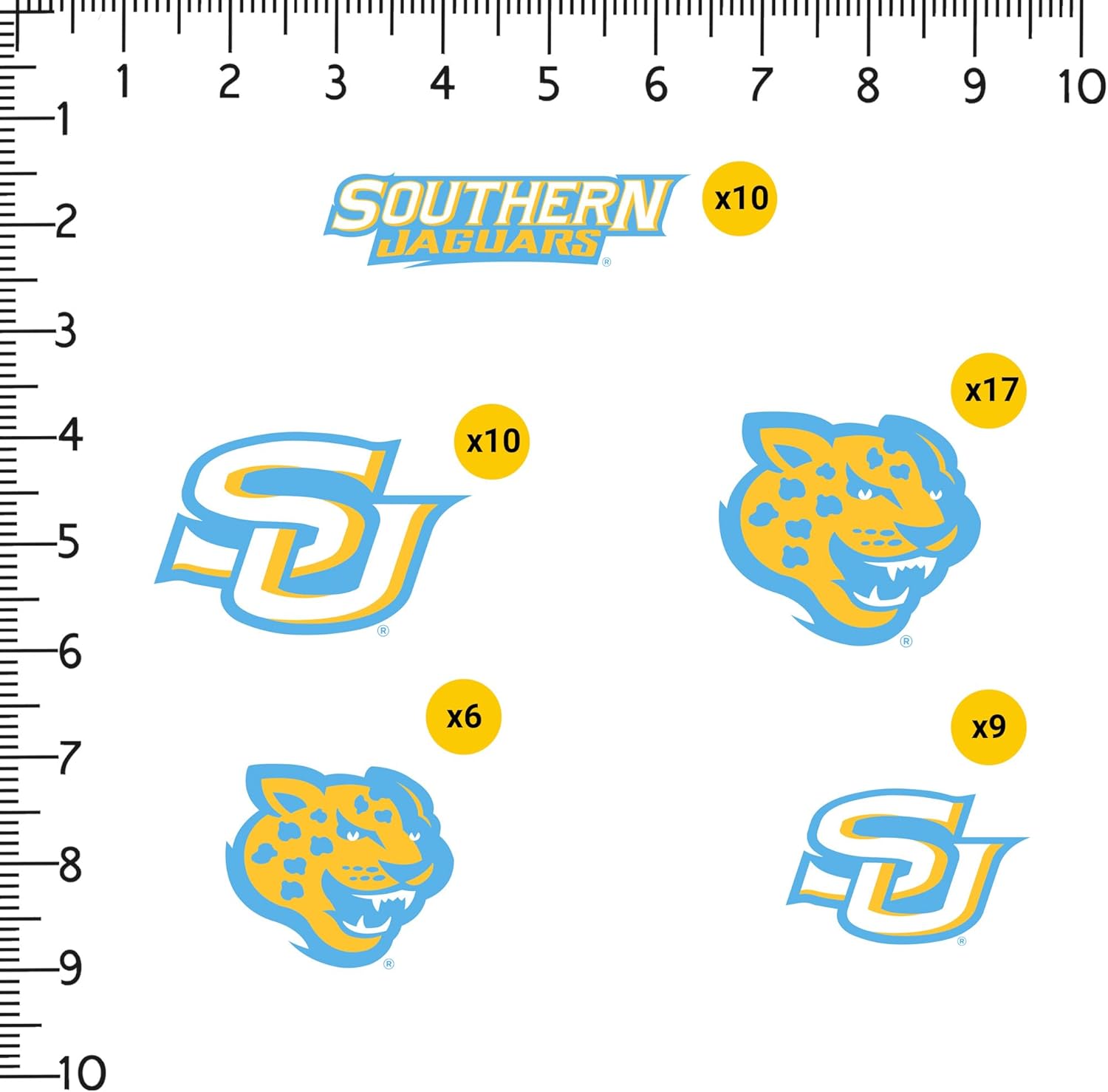 Southern University Spirit Logo Vinyl Large Deluxe Stickers Variety Pack - Laptop, Water Bottle, Scrapbooking, Tablet, Skateboard, Indoor/Outdoor - Image 2