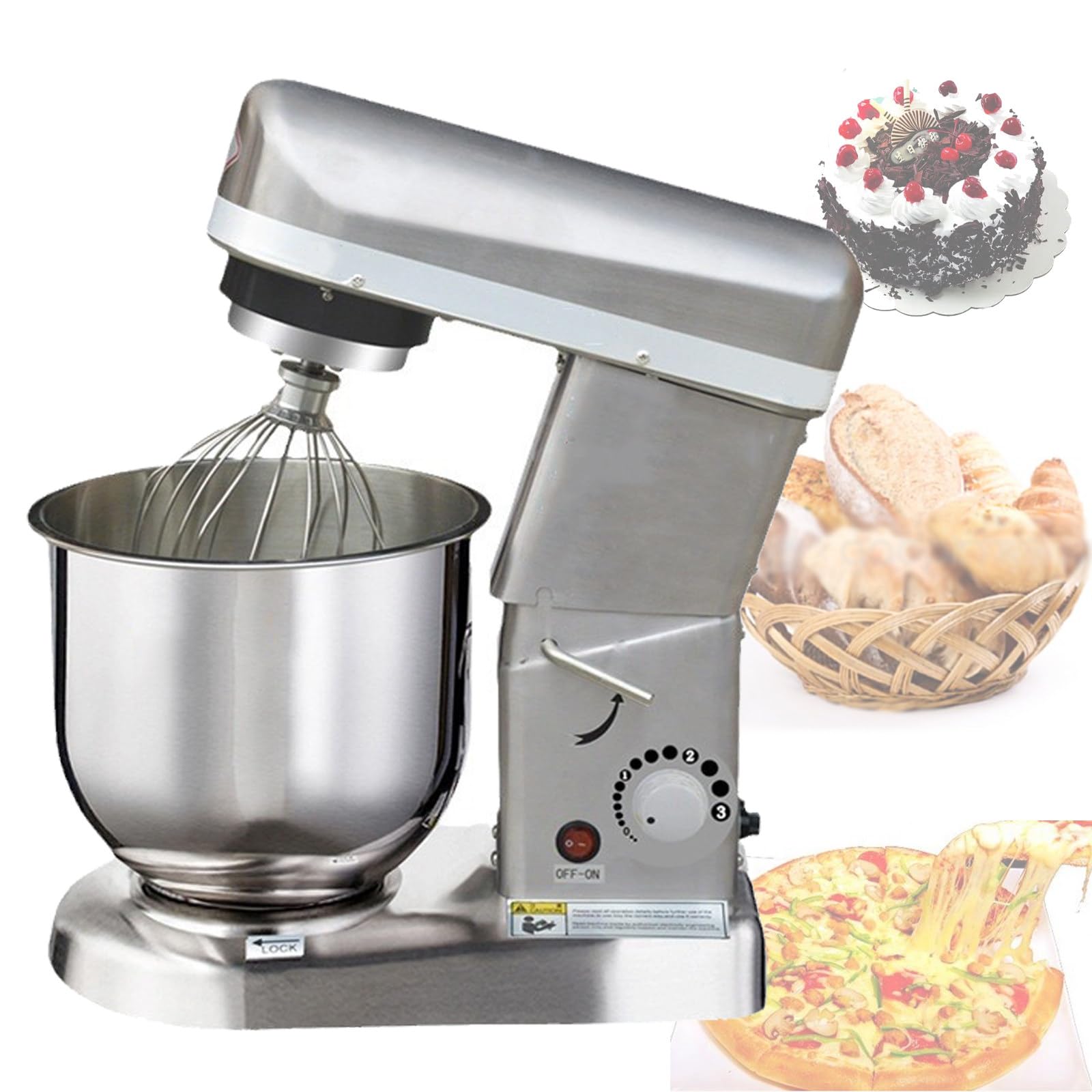 GLJTUO mixers for baking Commercial Kneading Machine Stand Mixer, Multifunctional Kitchen Dough Mixer with Whisk/Dough Hook/Beater for Bakery, Cake Shop,7L