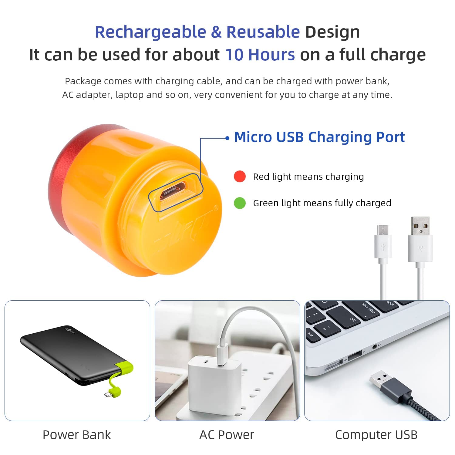 ulip Luz de giro para manillar de bicicleta, intermitentes para scooters eléctricos, recargable por USB, luces de advertencia de seguridad inteligentes, 3 modos de luz, rojo y naranja