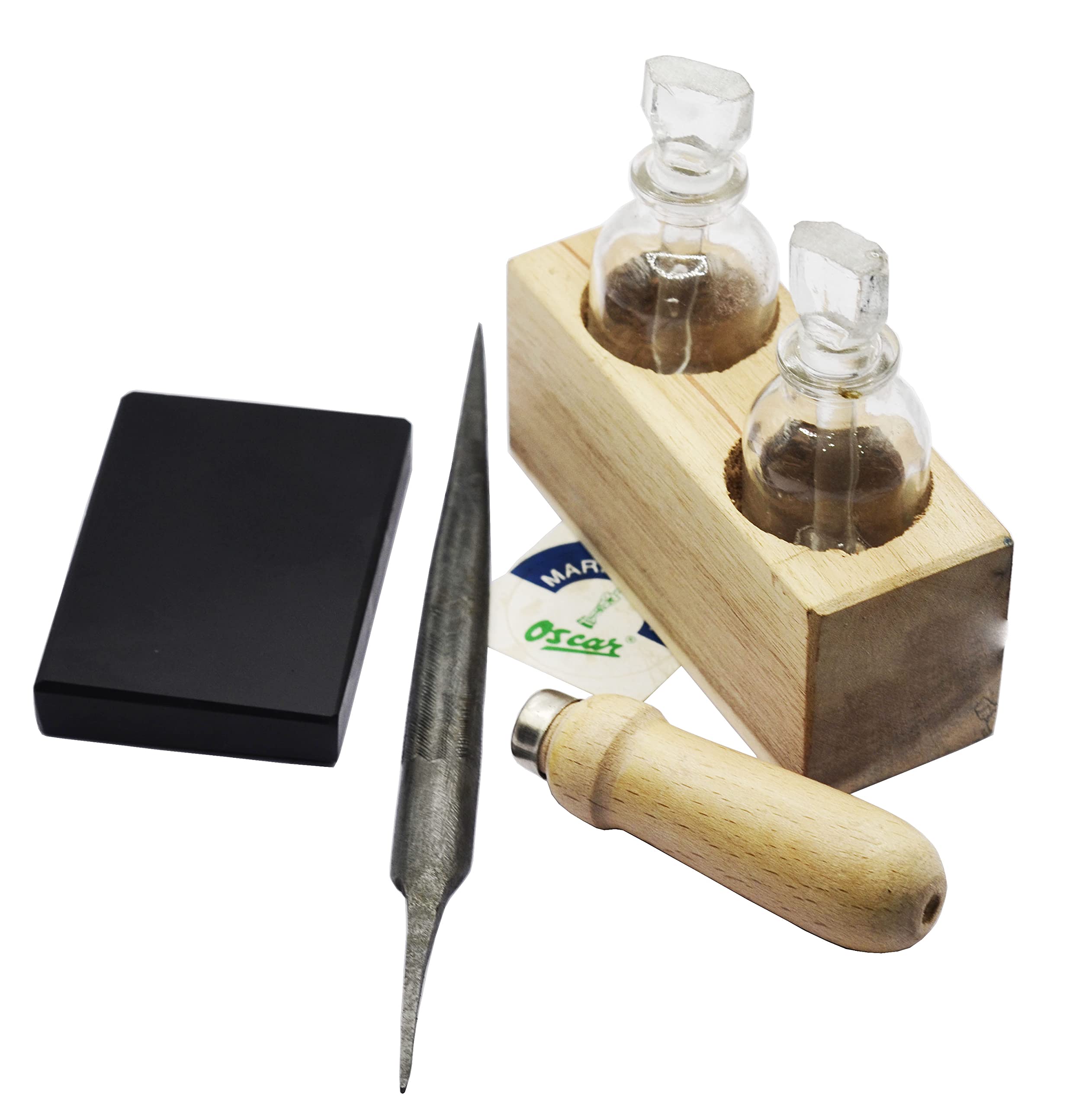 SWISSO Oscar Gold Testing Kit 2 Bottle, Wooden Handle Files, Kasoti for Checking of Gold Purity in Banks, Valuers, Lenders, Exchangers, Old Gold Buyers, Pan Shop, Jewellery Retailers, Boutiques etc