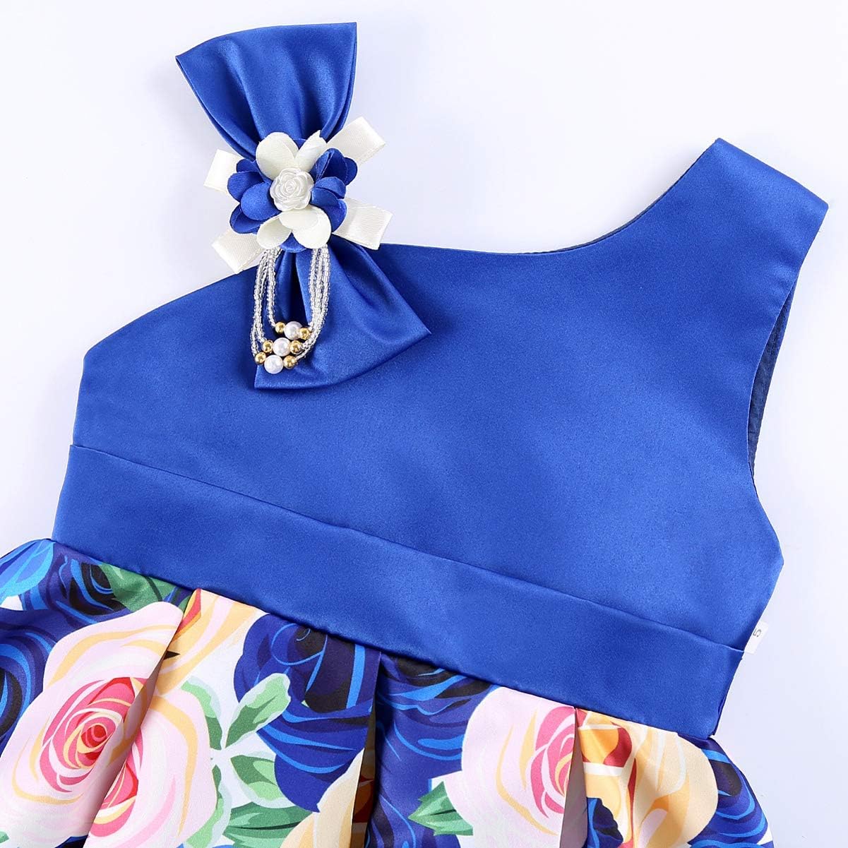 2-9T Girls Kids Striped Floral Ruffles Flower Dress Ball Gown Party Formal Dresses