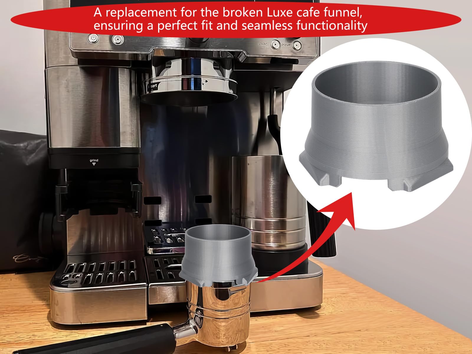 Replacement Coffee Machine Funnel Compatible with Ninja Luxe,Perfect Replacement Funnel to Get Machine Working Optimally Again(Silvery)