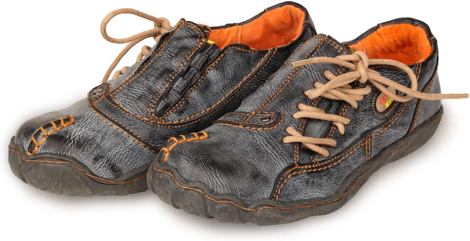 TMA EYES Five Finger Sole Side Lace-Up Leather Woemn Casual Shoes - Image 5