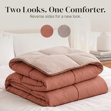 Modern Threads Down Alternative Microfiber Quilted Reversible Comforter & Duvet Insert - Soft, Comfortable Alternative to Goose Down - Bedding for All Seasons Rosewood/Rose Twin