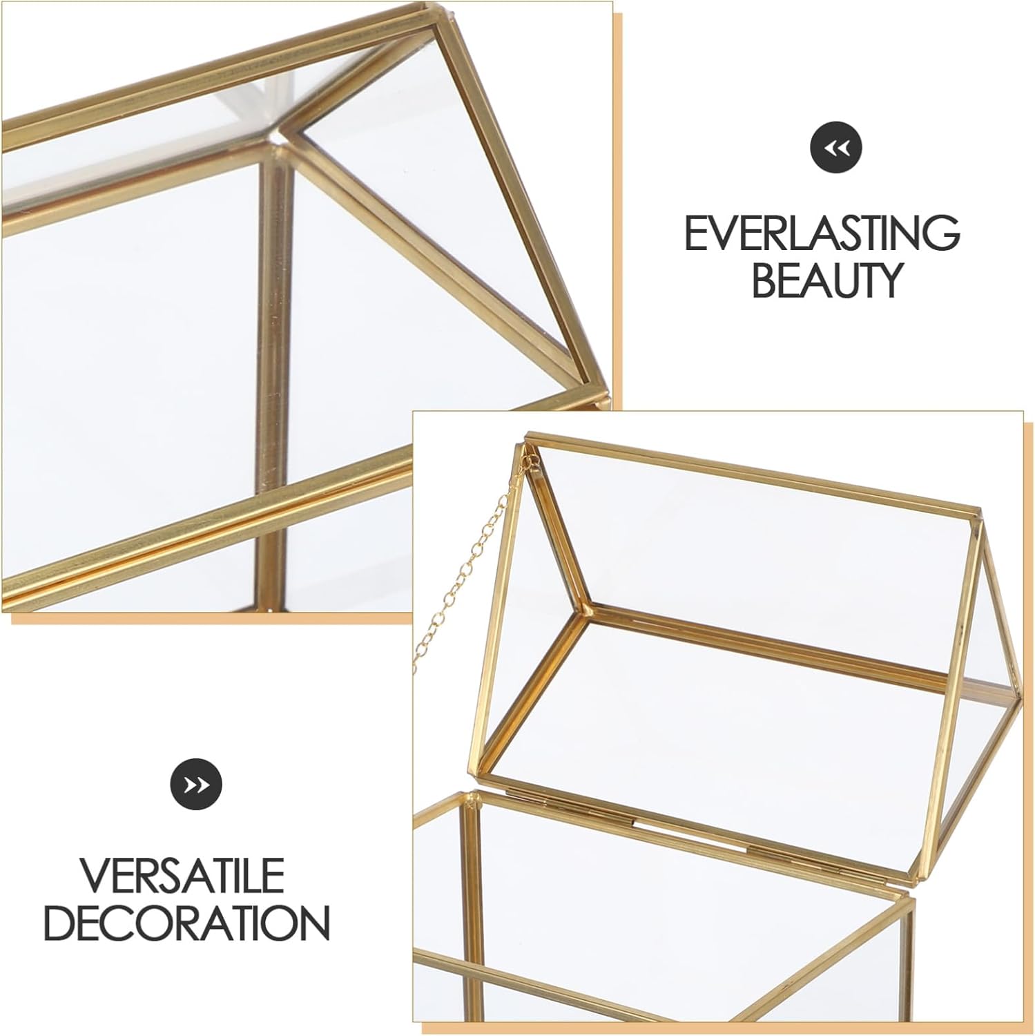 Healifty Creative Glass Room Plant Pots Indoor Succulent Display Case Indoor Glass Greenhouse Geometric Plant Display Air Plant Display Case Air Plants Terrarium Moss Terrarium Metal Golden