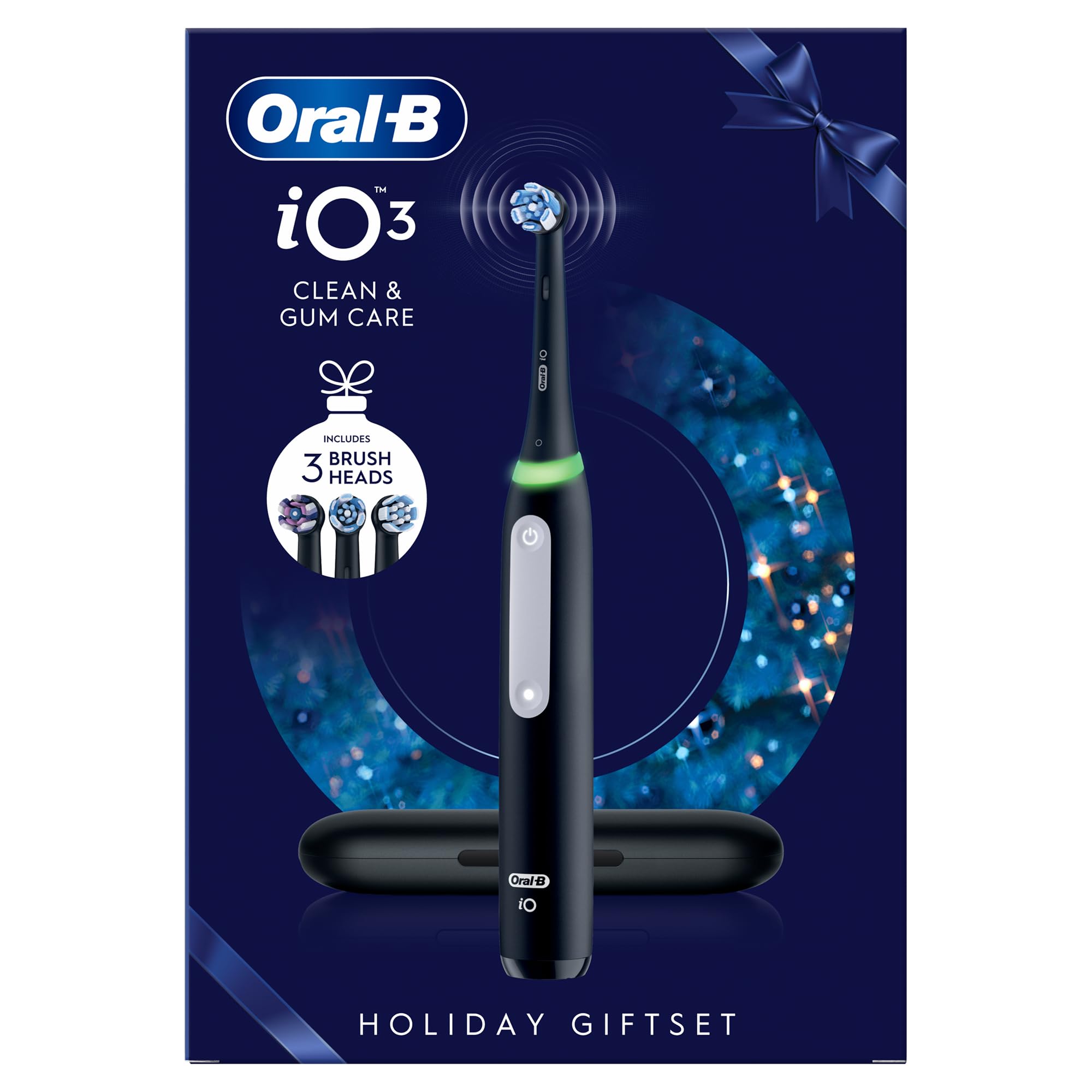 Oral-B Cepillo de dientes eléctrico iO Series 3 – Cepillo de dientes eléctrico, incluye 3 cabezales de repuesto, estuche de viaje, 3 modos de cepillado para el cuidado dental, cepillo de dientes