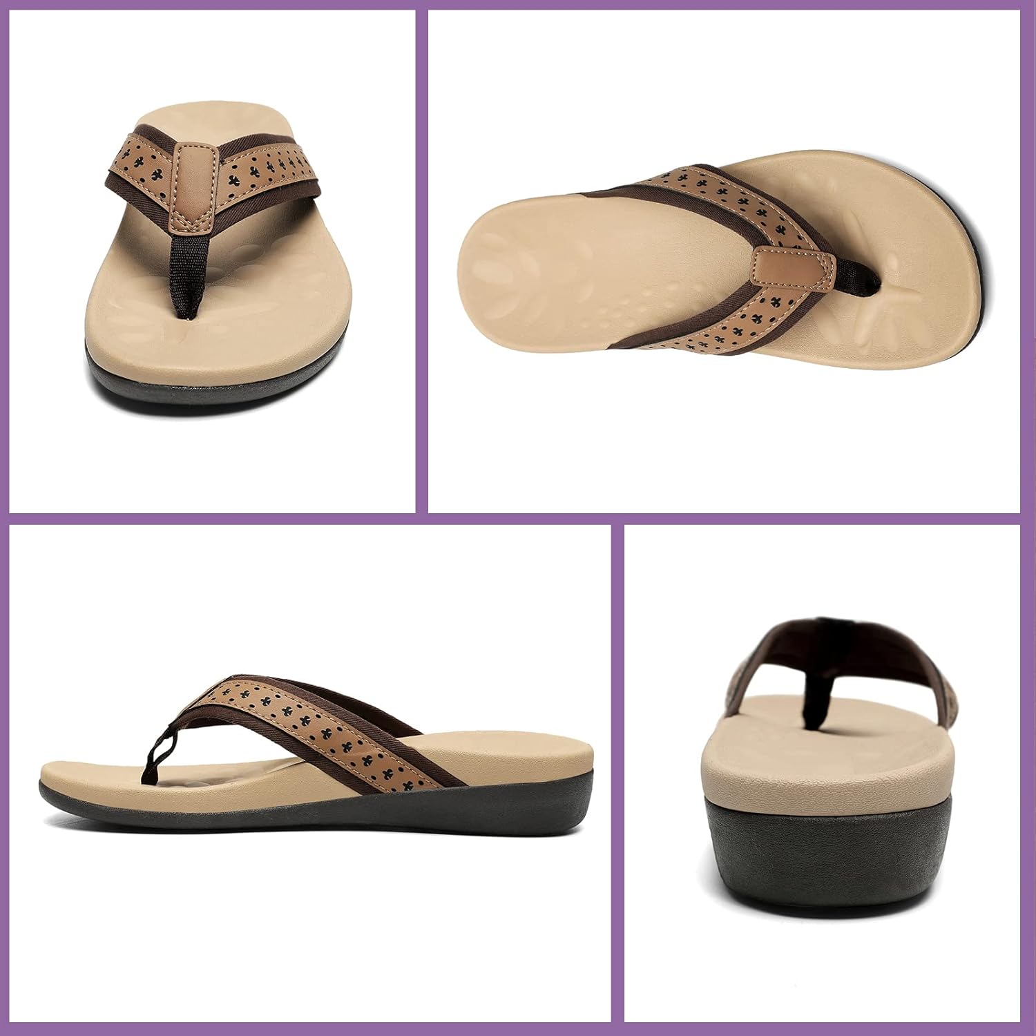 MEGNYA Womens Orthopedic Sandals with Arch Support, Summer Plantar Fasciitis Flip Flops for Flat Feet, Comfortable Cushioned Foam Slippers for Outdoor Beach - Image 4