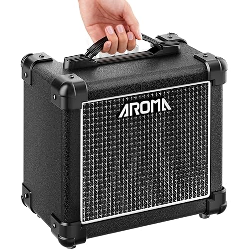 Aroma Guitar Amp, Powerful 10W Small Electric Guitar Amplifier with DSP Enhanced Tone, Clean/Distortion, 2-Band EQ, Bluetooth & Headphone Jack, Portable for Indoor Practice/Small Gigs, AG-10S