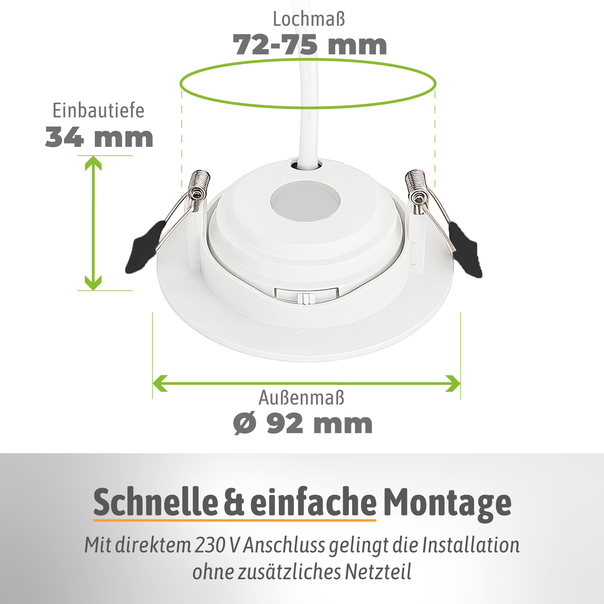 SSC-LUXon 10 Stück VIONA LED Mini Einbauspot flach weiß schwenkbar – Einbaustrahler Decke warmweiß, neutralweiß, kaltweiß