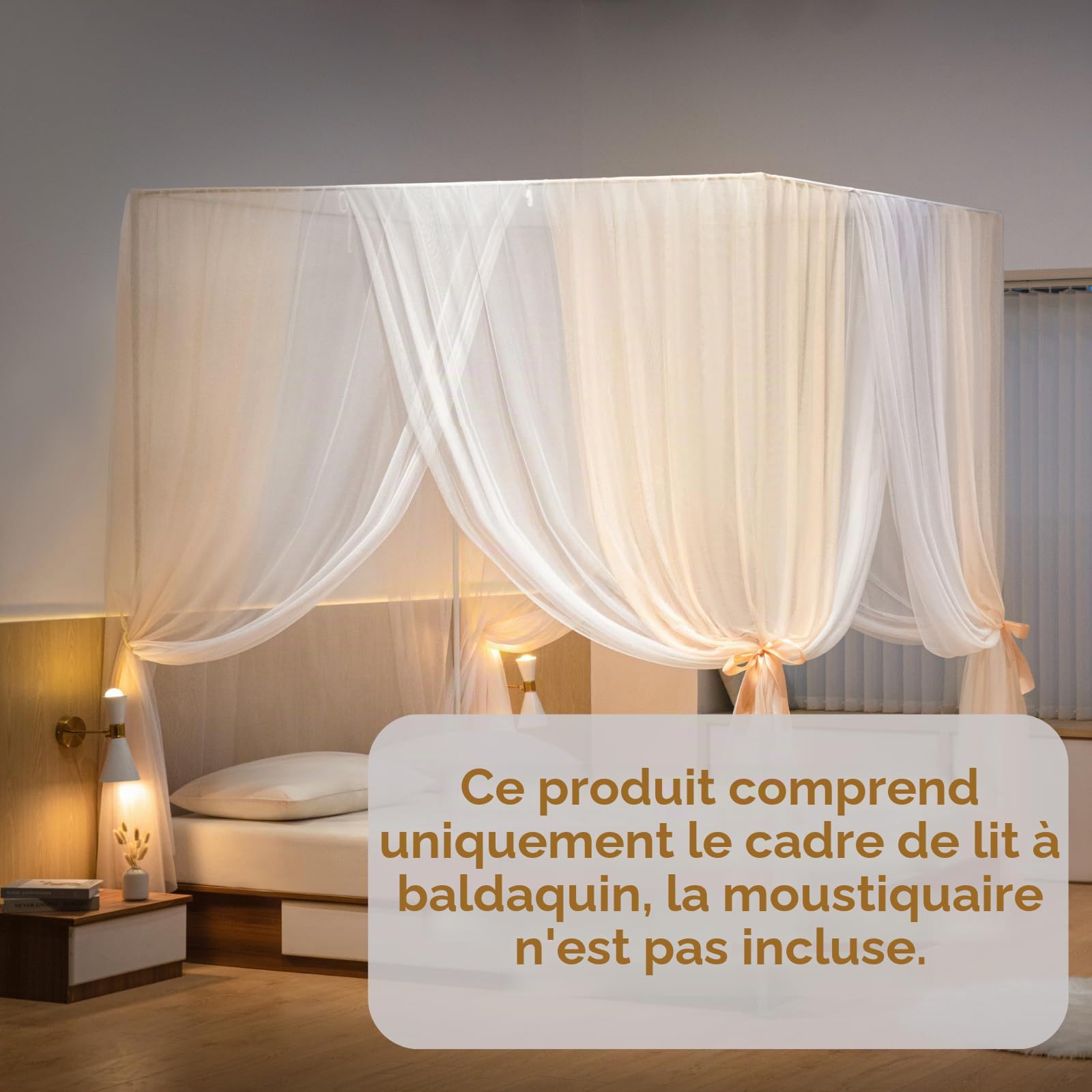 Beyeutao Ciel de lit 100 x 200 cm blanc moustiquaire cadre baldaquin