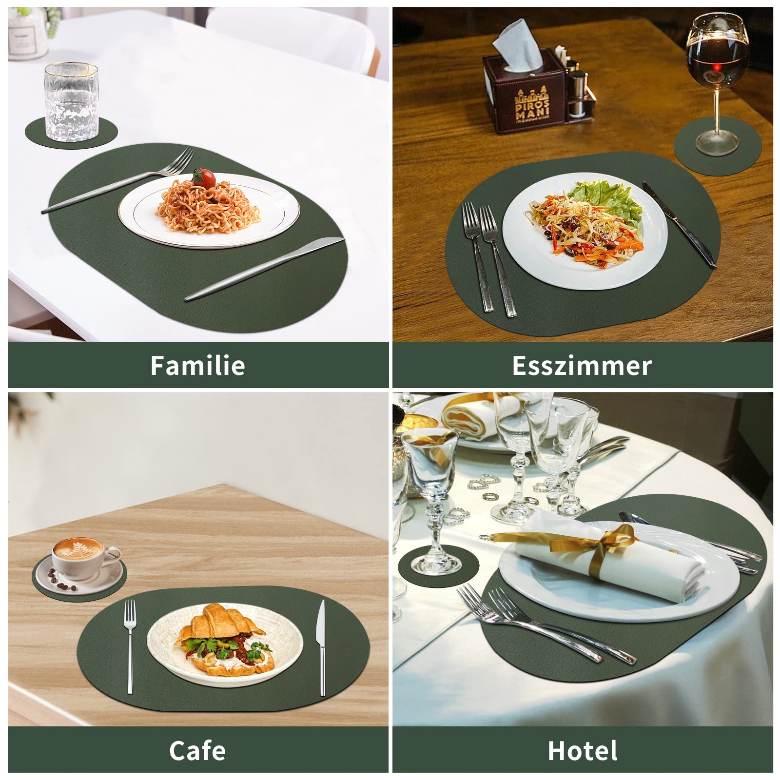 Tovaglietta in Pelle Set di 6 Tovagliette Ecopelle Impermeabili 30 x 45 cm Vintage Tovagliette Americane Eleganti Colazione Tovaglietta Lavabile per Cucina Ristoranti e Hotel Cena, Pranzo