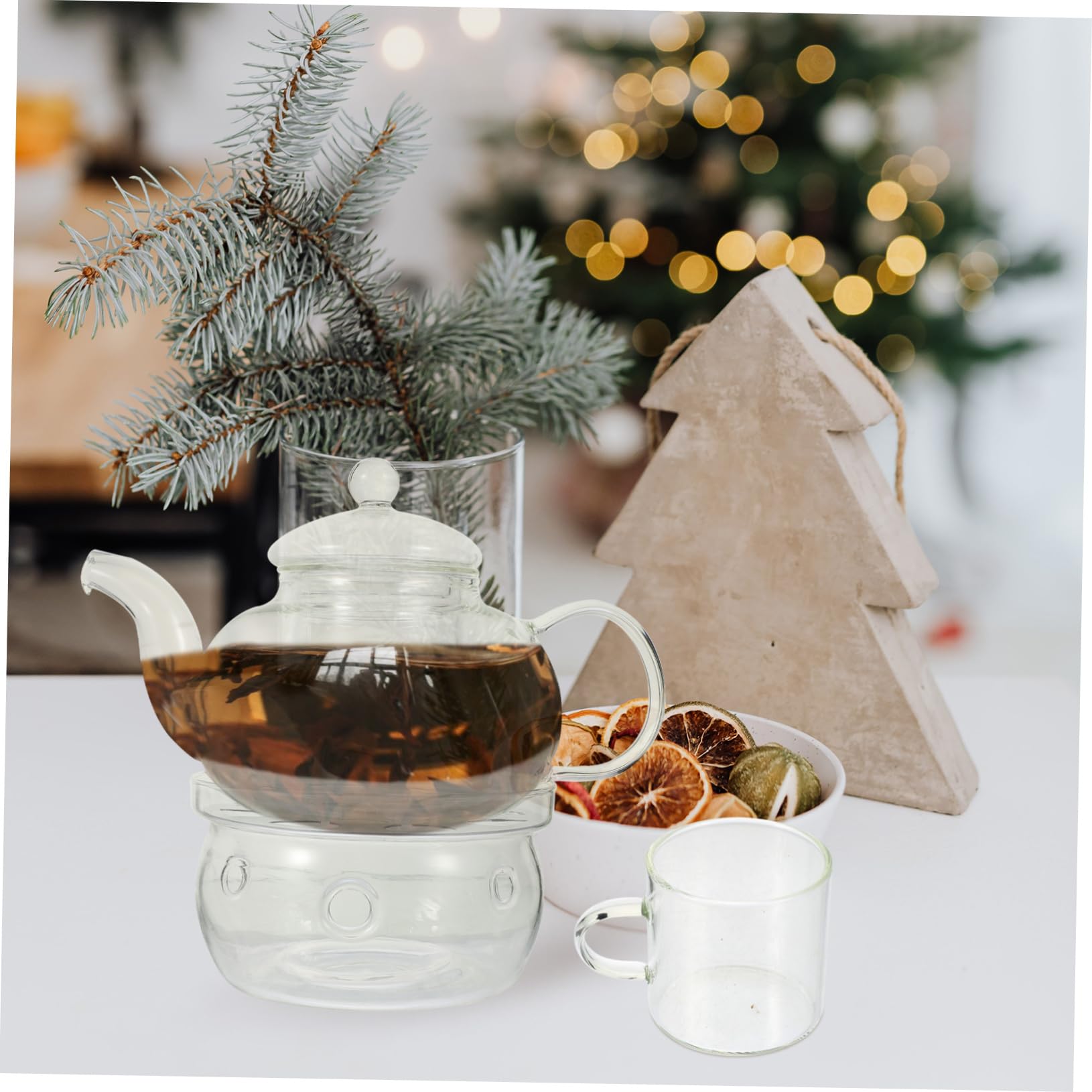 VICASKY Kung Fu Teekanne Satz Aus Hitzebeständigem Glas Mit Kerzenhalter Teekanne Inklusive Filter Und 4 Teetassen Für Aromatisches Teekochen Und Teegenuss