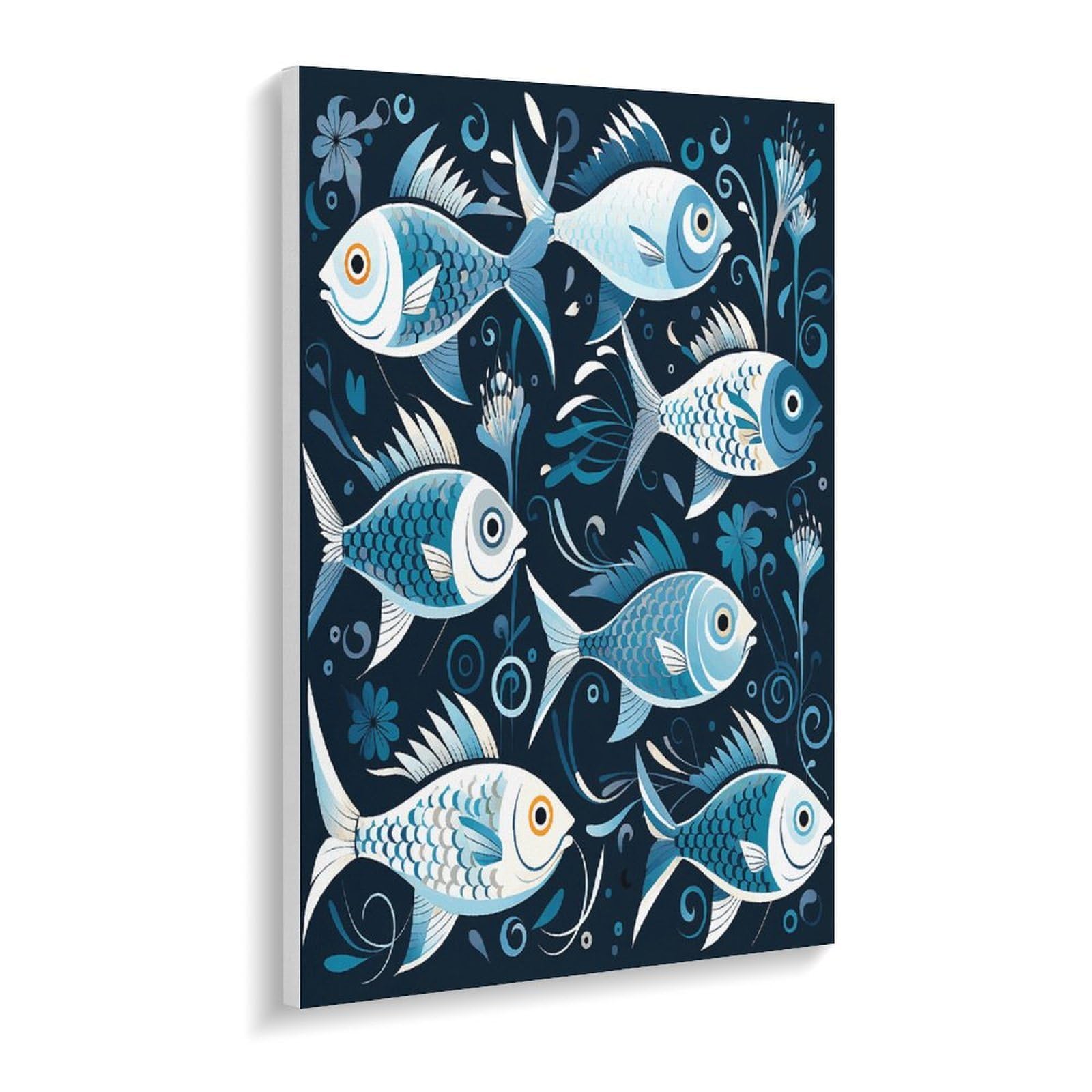 LPAGBCNU Malen nach Zahlen mit Cartoon-Fisch-Druck, Malen-nach-Zahlen-Set für Erwachsene, Anfänger, Erwachsene, Malen-nach-Zahlen-Kits auf Leinwand, DIY-Acryl-Ölfarben, Malerei mit Pinseln für