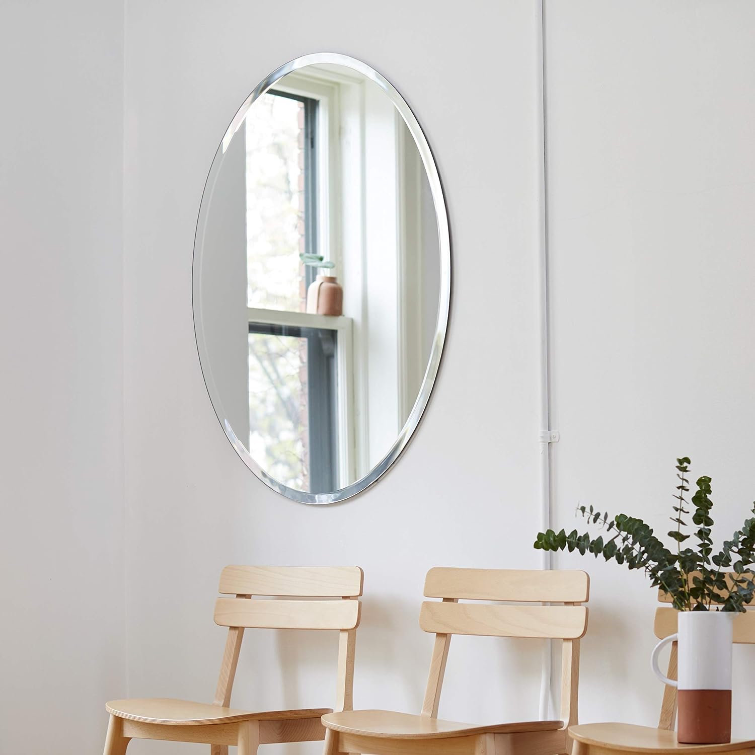 Better Bevel 24" x 36" Frameless Oval Mirror | 1" Beveled Edge | Bathroom Wall Mirror : Home & Kitchen