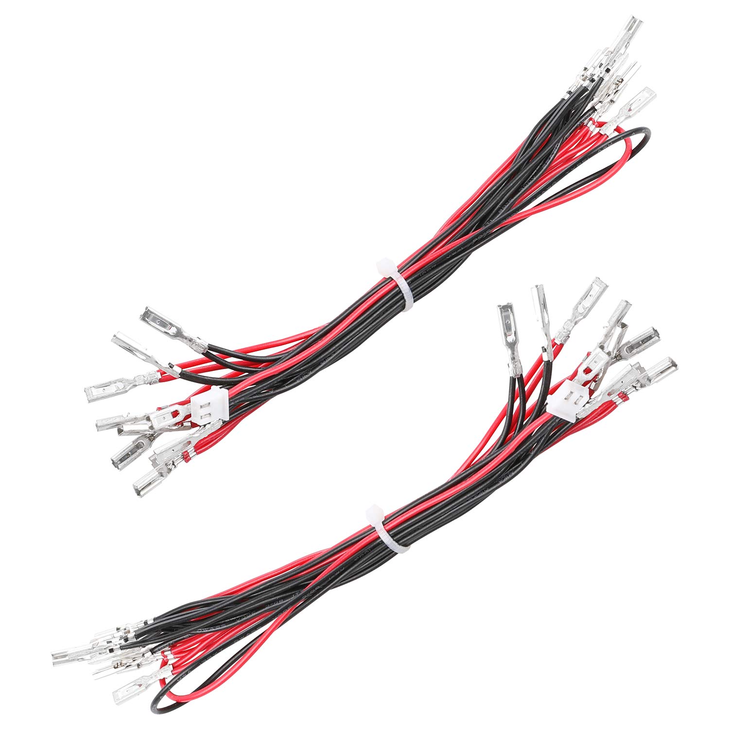 2 cavi di alimentazione LED Daisy Chain JST XH2.54 da spina a 2 pin a terminali da 2,8 mm, cablaggio illuminato con 20 pulsanti arcade LED per encoder USB Arcade, MAME, Arcade1Up, Raspberry Pi