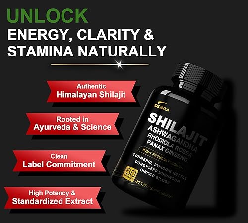 Miniatura 8 de Shilajit 8 en 1 para hombres y mujeres con suplemento orgánico del Himalaya Ashwaganda con Rhodiola Rosea, ginseng, cúrcuma, hongos, para apoyo