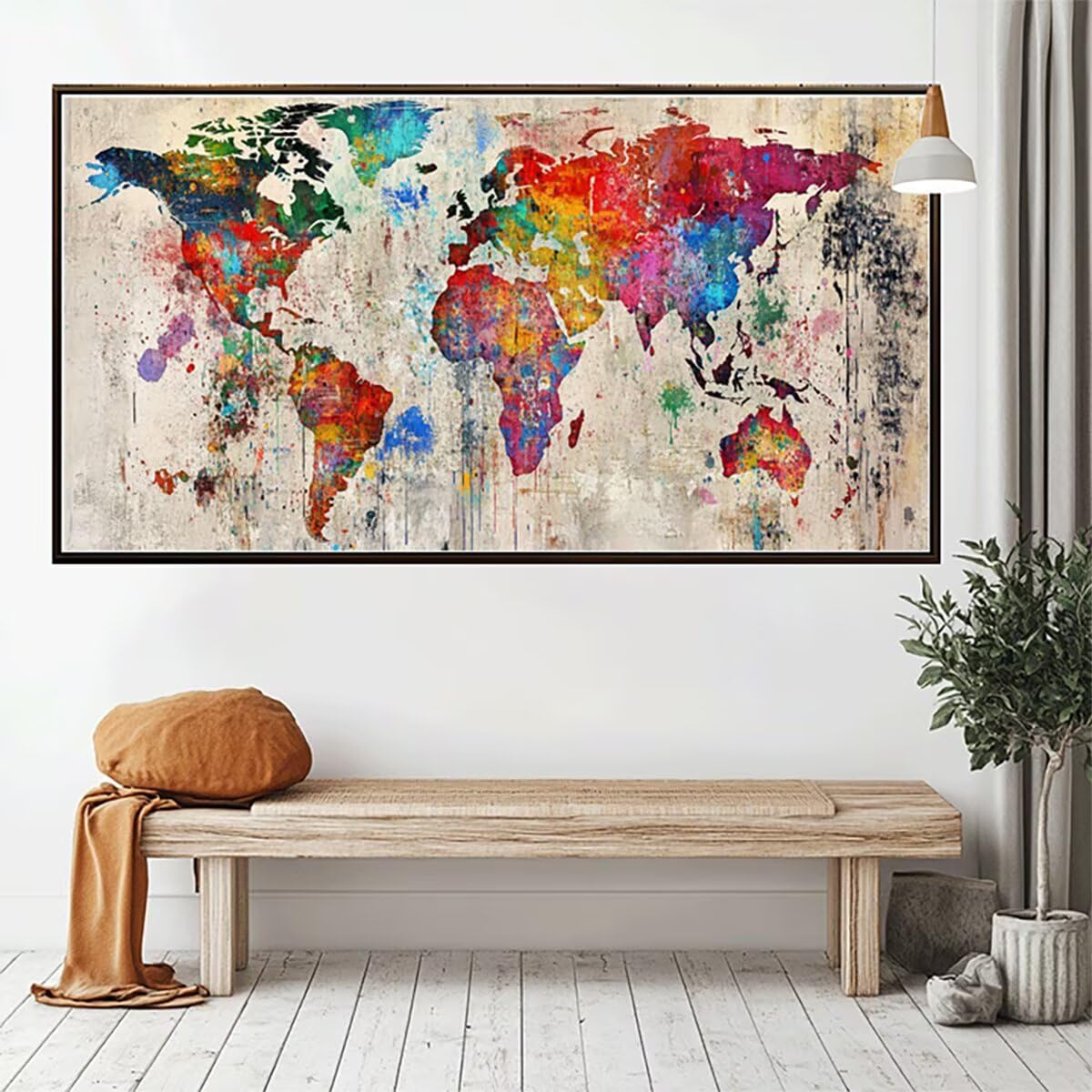 Weltkarte Malen Nach Zahlen Erwachsene Groß XXL 60x120cm, Malen Nach Zahlen Graffiti DIY Farbe Acrylfarbe ölgemälde Set mit Pinseln für Zimmer Deko Wand Aesthetic, Geschenke für Frauen, Model-0310