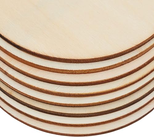 Miniatura 5 de Bright Creations Juego de 130 cuadrados y círculos de madera sin terminar para proyectos de leña, manualidades (3 tamaños/forma), kit de combustión