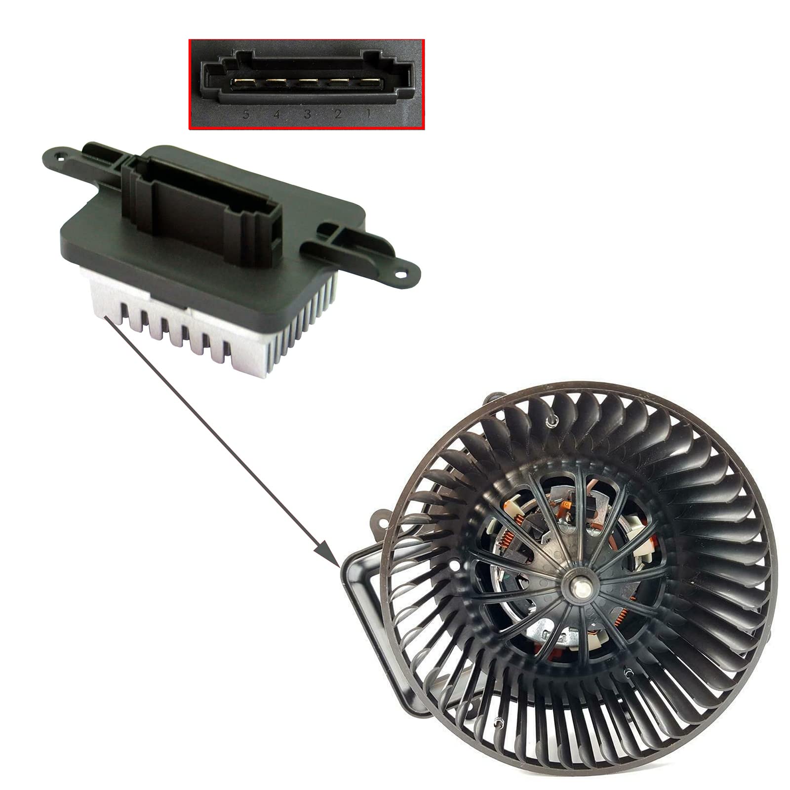 Pulseur Brasseur d'Air Ventilateur Chauffage Habitacle AVEC Résistance de Chauffage pour Climatisation Automatique compatible pour 3008 5008 DS5-6441CP 6441CQ P7708005
