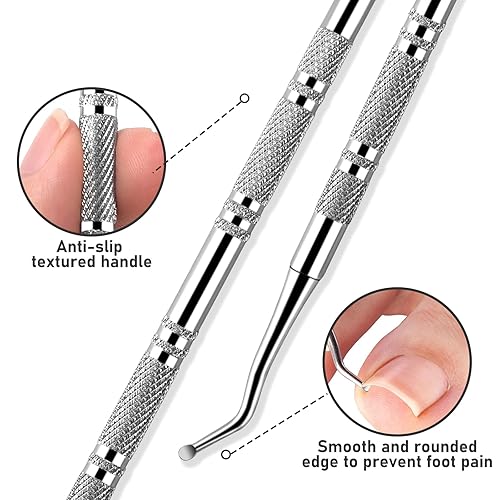 Miniatura 13 de Paquete de 6 limas y levantadores de uñas encarnadas, kit de herramientas profesionales de eliminación de uñas de los pies encarnadas de acero
