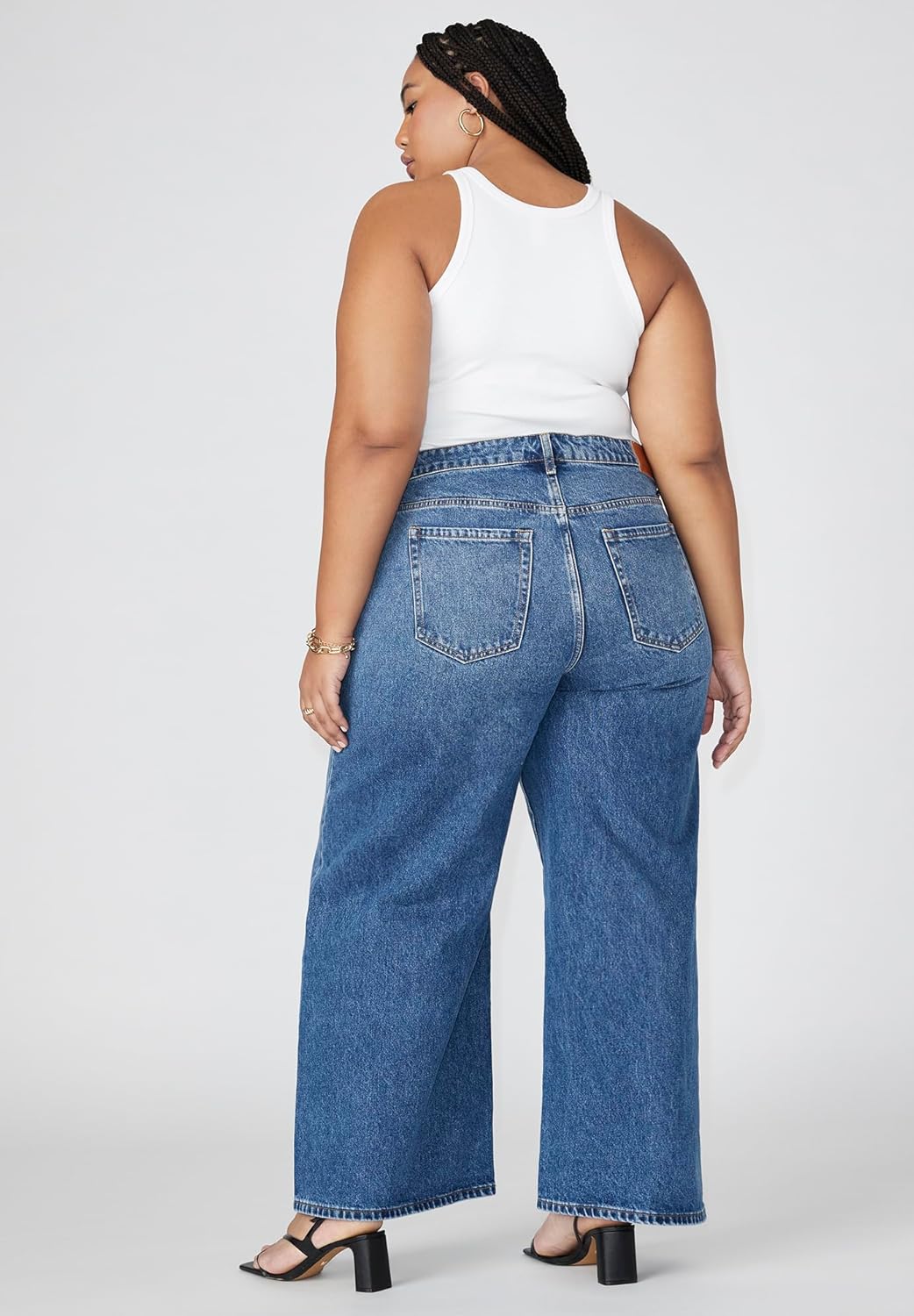 ELOQUII Women's Plus Size The Yvette Rigid Wide Leg Jean