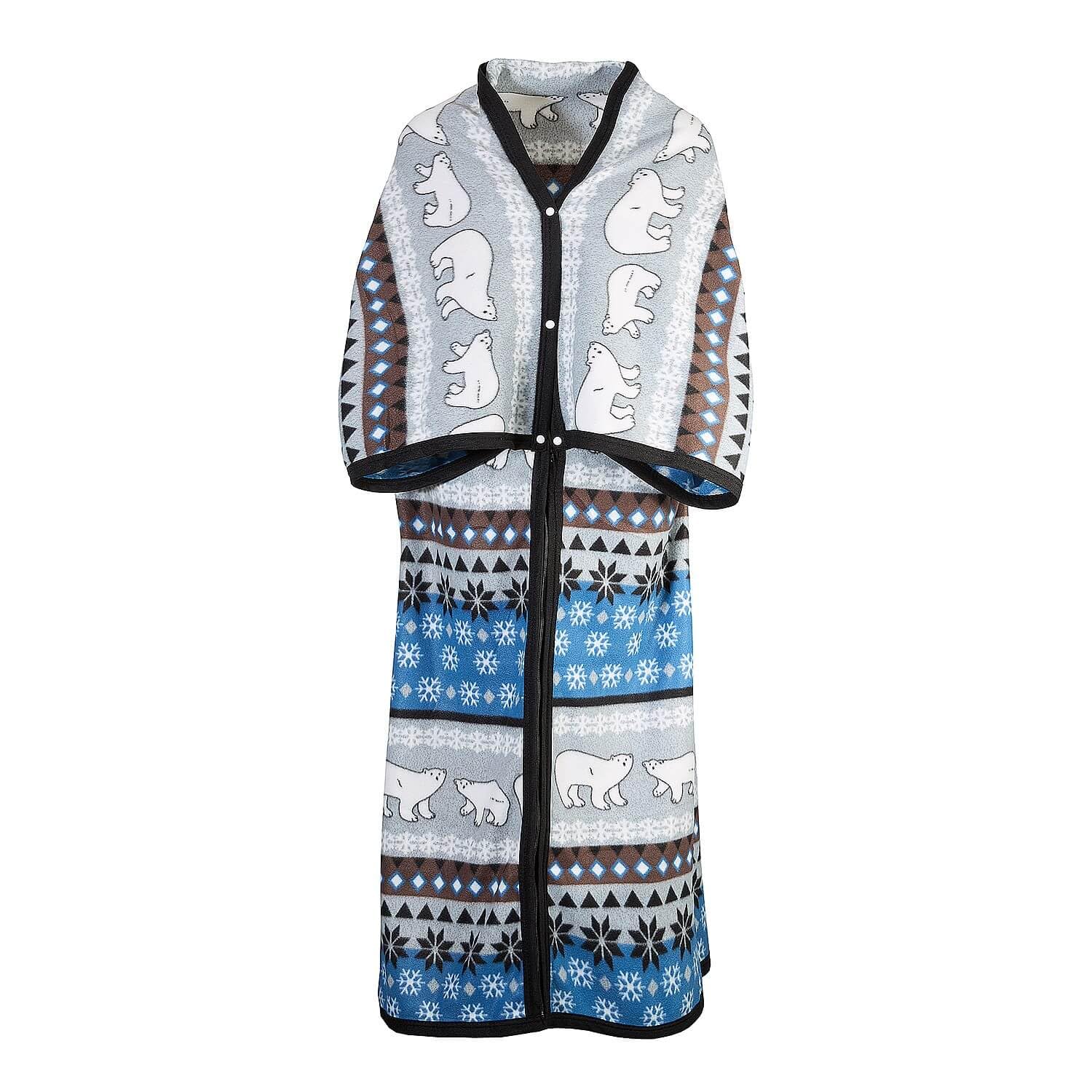 Coopers Of Stortford Unisex Blue - Fleece Cosy Robe Blanket With Zip And Popper - Wearable Polar Fleece Throw, One Size, Machine Washable Polyester